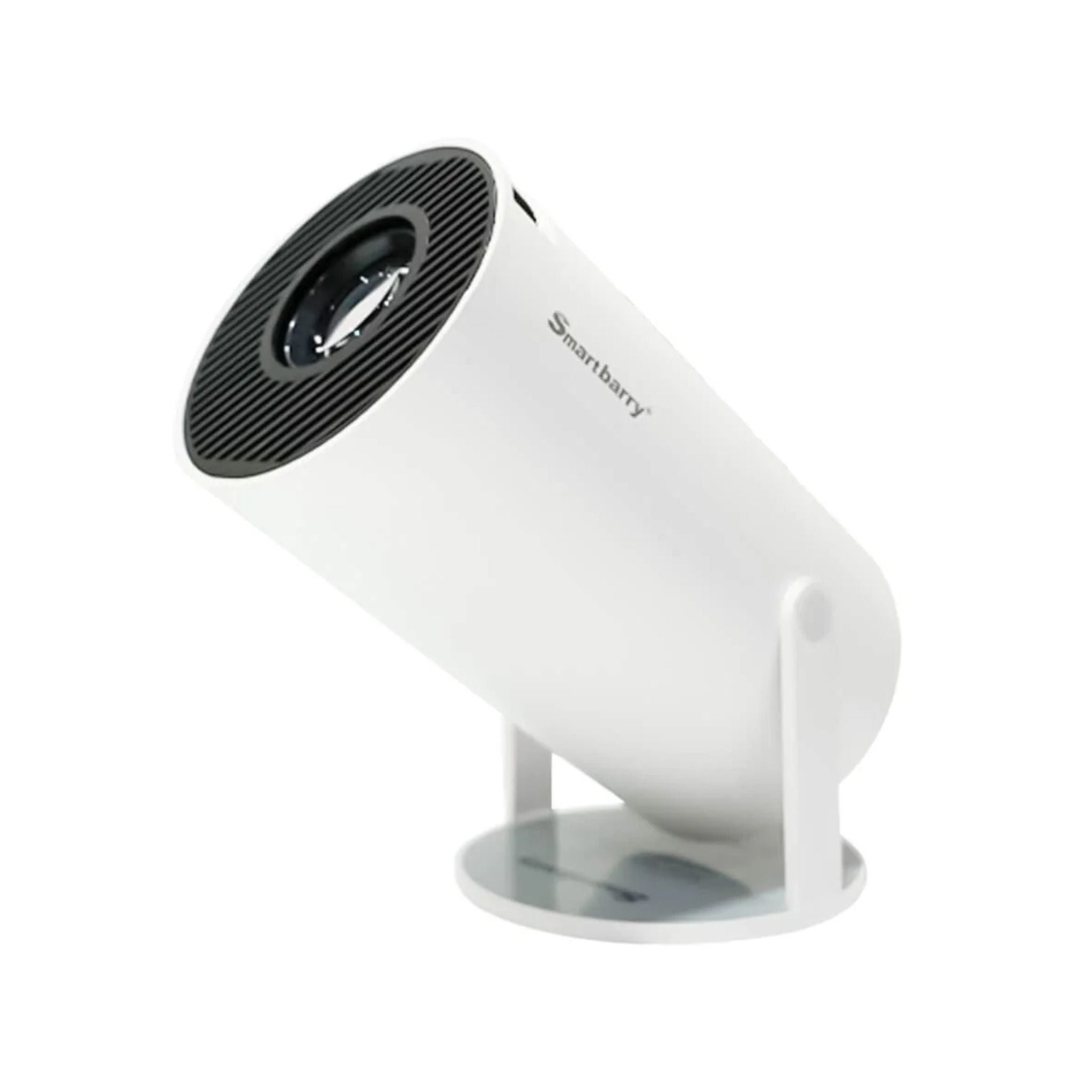 White spotlight with black lens on a white background