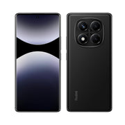 Black smartphone showing front and back on a white background