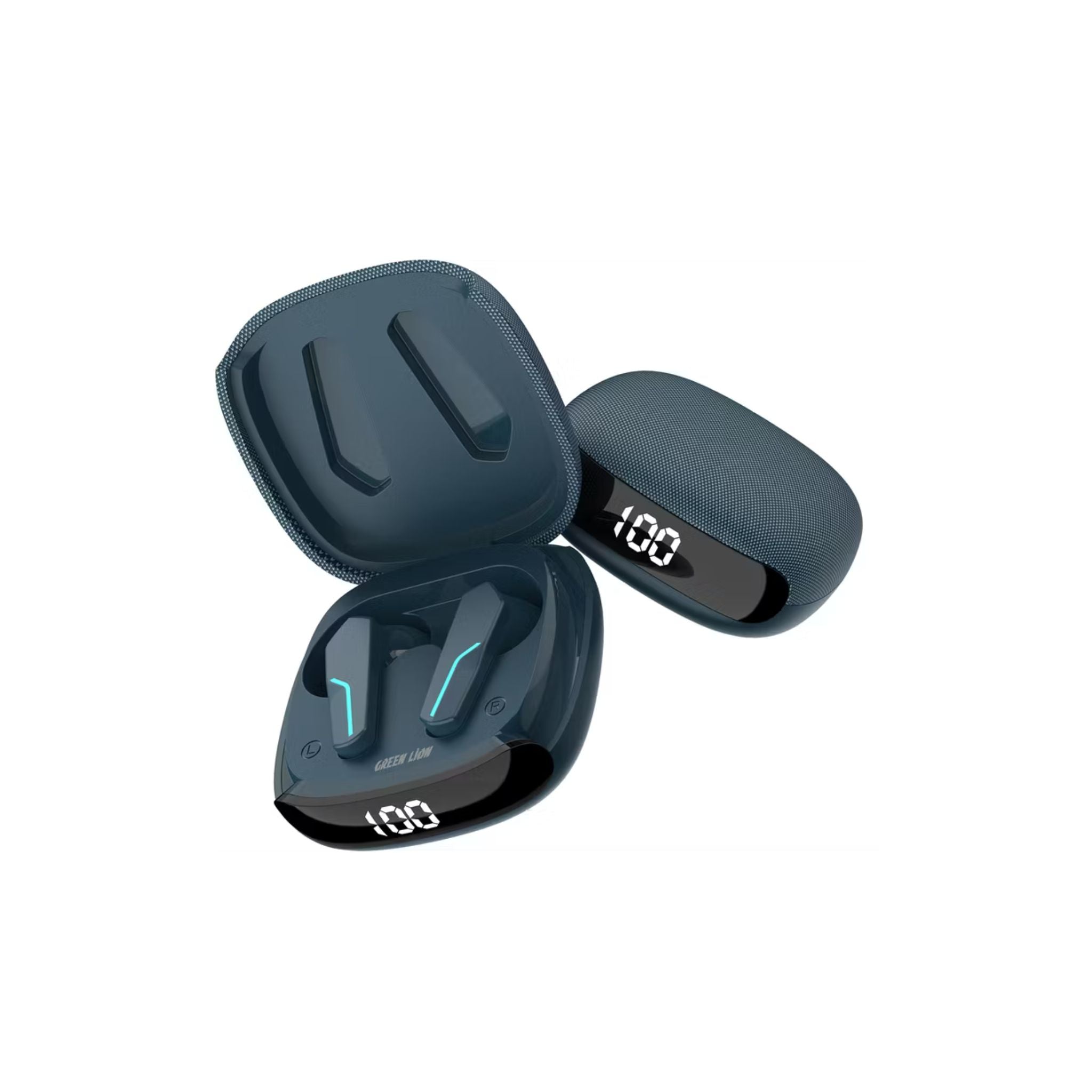 Green Lion Interlaken True Wireless Earbuds with Built-in Dual Microphones, 7 Hours Play Time, 13mm Speaker Size, 300mAh Case & 40mAh Earbuds Battery, 180 Hours Standby Time, Battery Display, Breathing Lights