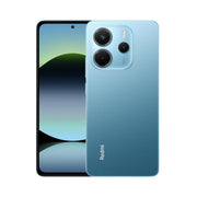 Blue smartphone with 'Redmi' branding on a white background