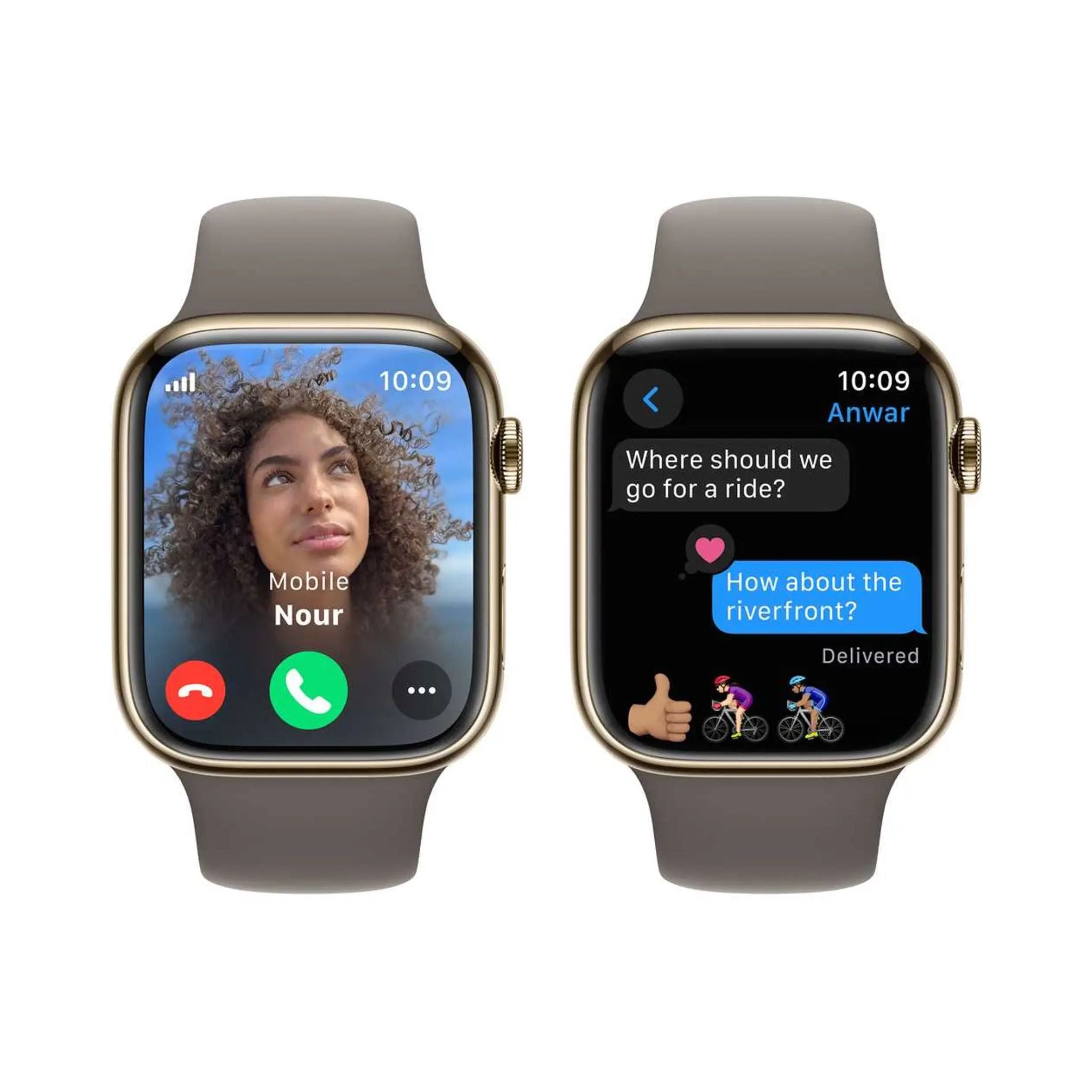 Apple Watch Series 9 GPS + Cellular 45mm Gold Stainless Steel Case with Clay Sport Band S/M – Middle East Version