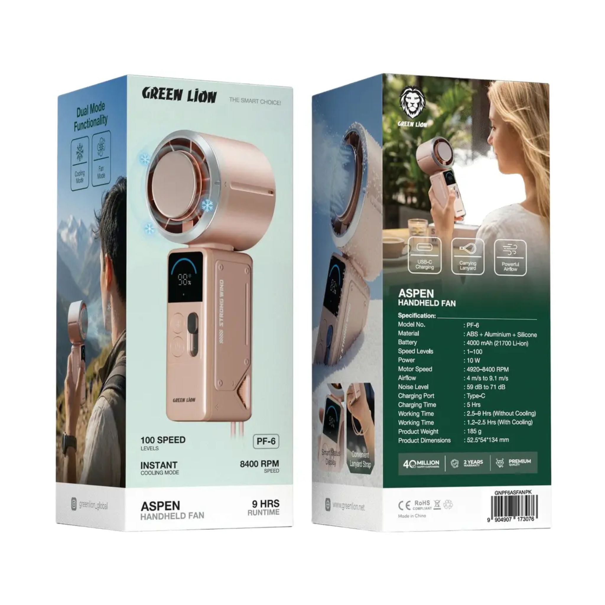 Green Lion Aspen Handheld Fan - Pink