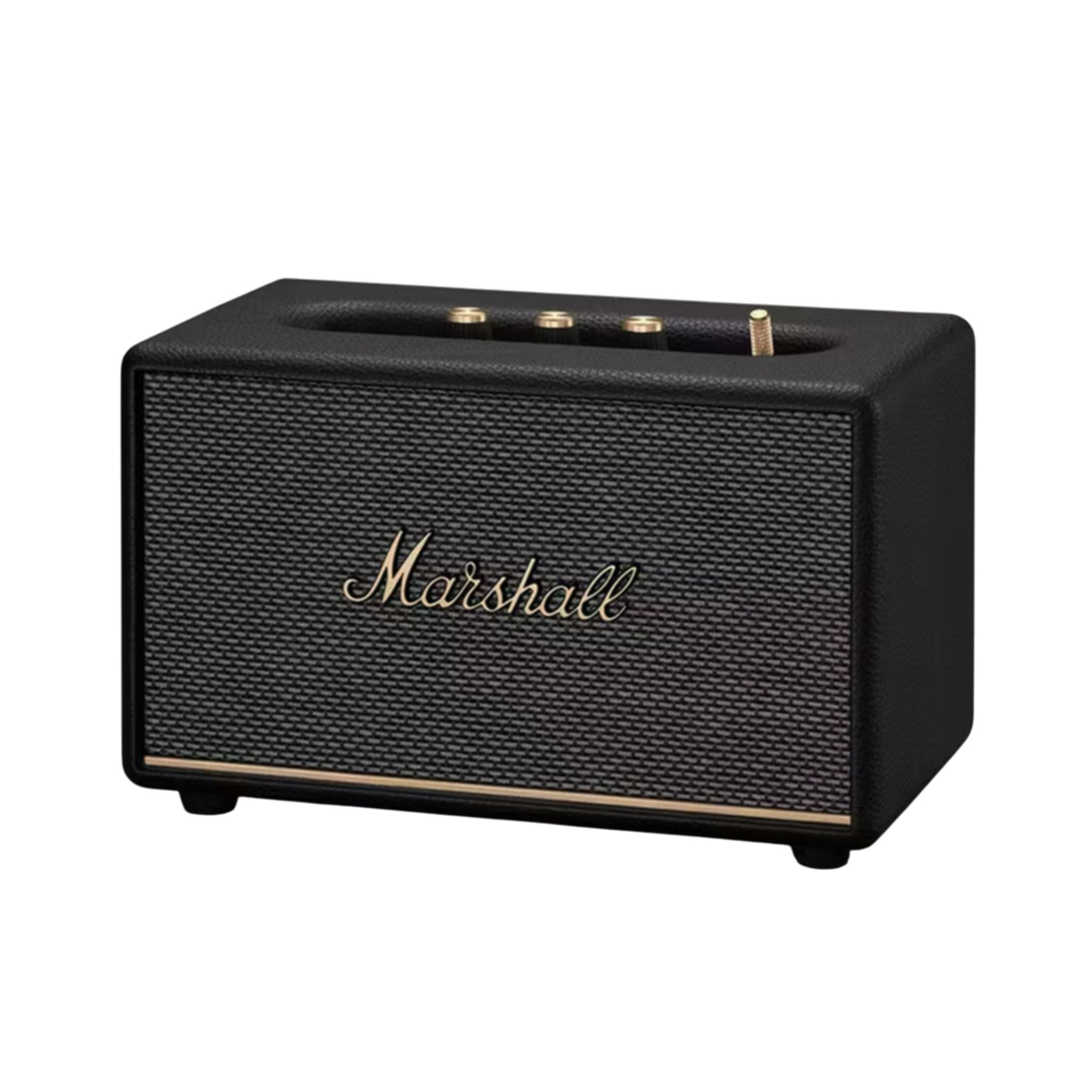 Black Marshall speaker on a white background
