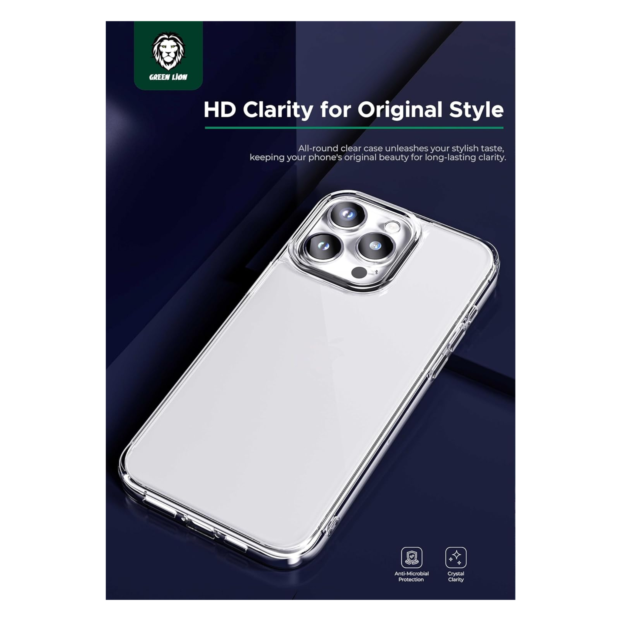Green Lion for iPhone 15 Pro Case - Cyrstal Clear Case Protector - Anti-Scratch - Drop Resistant Protective Cover - Shockproof - Full Slim Bumper Protection Back Cover for iPhone 15 Pro 6.1" - Clear