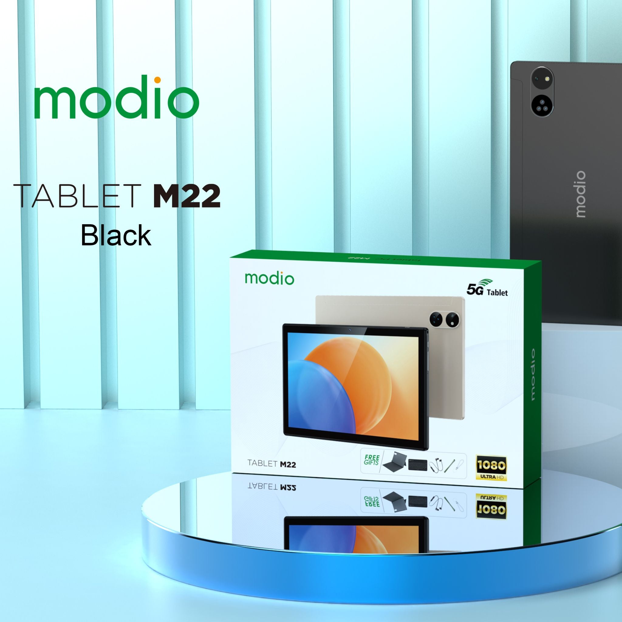 Modio M22 5G 10.1" Smart Tablet, 8GB RAM, 512GB Storage – Black