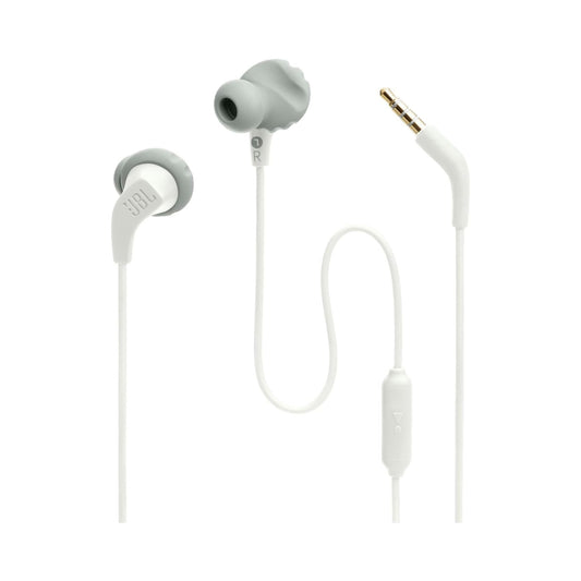 JBL Endurance Run 2 Waterproof Wired Sports In-Ear Headphones, Fliphook Desigh, Flexsoft Technology, IPX5 Sweatproof, Hands-Free Calls, Magnetic Buds - White