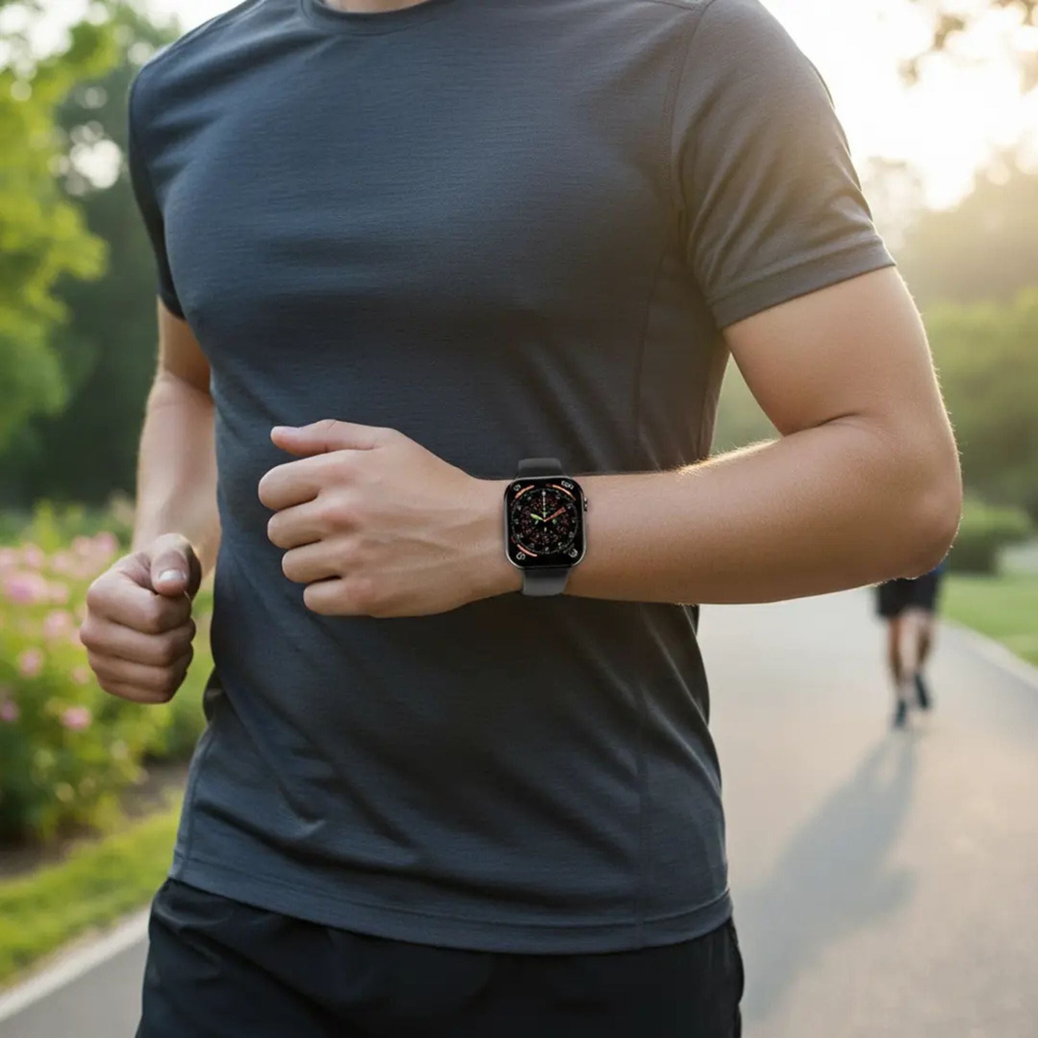 Green Lion Communicate 46mm Smartwatch – 2.07” Super AMOLED display, 375mAh battery, IP68 waterproof, wireless charging, 1GB flash, Bluetooth 3.0+5.4, 2–3 days use, 10-day standby, 500+ watch faces, Dynamic Island & Always-On Display – Black