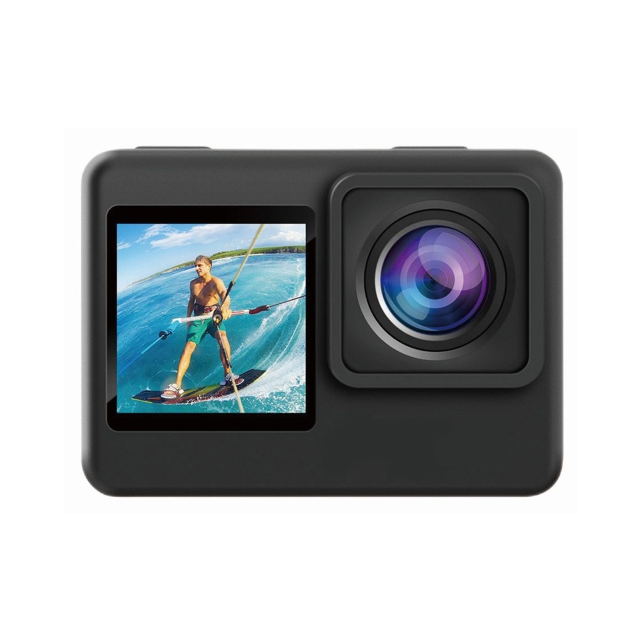 Porodo Lifestyle Dual Display Action Camera, 4K 30fps Video, 16MP Photos, 2.0'' + 1.3'' Dual Screens, Wi-Fi Connectivity, Waterproof Case, Multiple Shooting Modes, 900mAh Battery, Micro-SD up to 64GB, Mount Accessories Included, Windows & Mac – Black