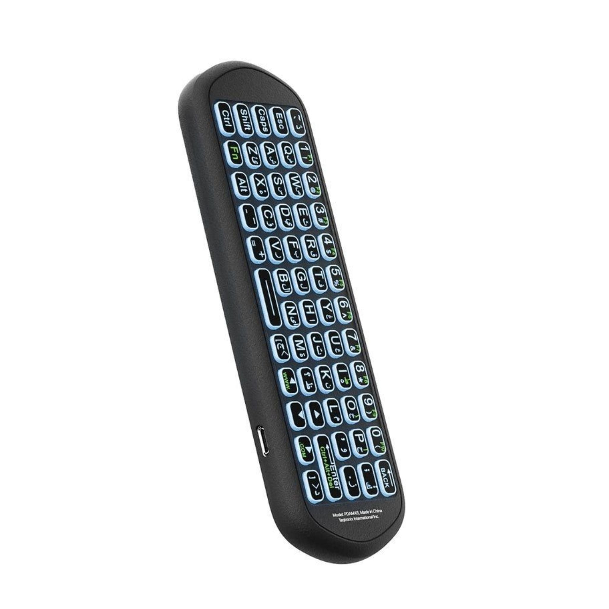Porodo Miko Mini Keyboard Air Mouse Remote, Remote Control with Bluetooth 5.2 & 2.4GHz Wireless, RGB Backlight & 34 Hours Battery, Compatible with TV/Projector/iOS/Android/Windows, English & Arabic Layout
