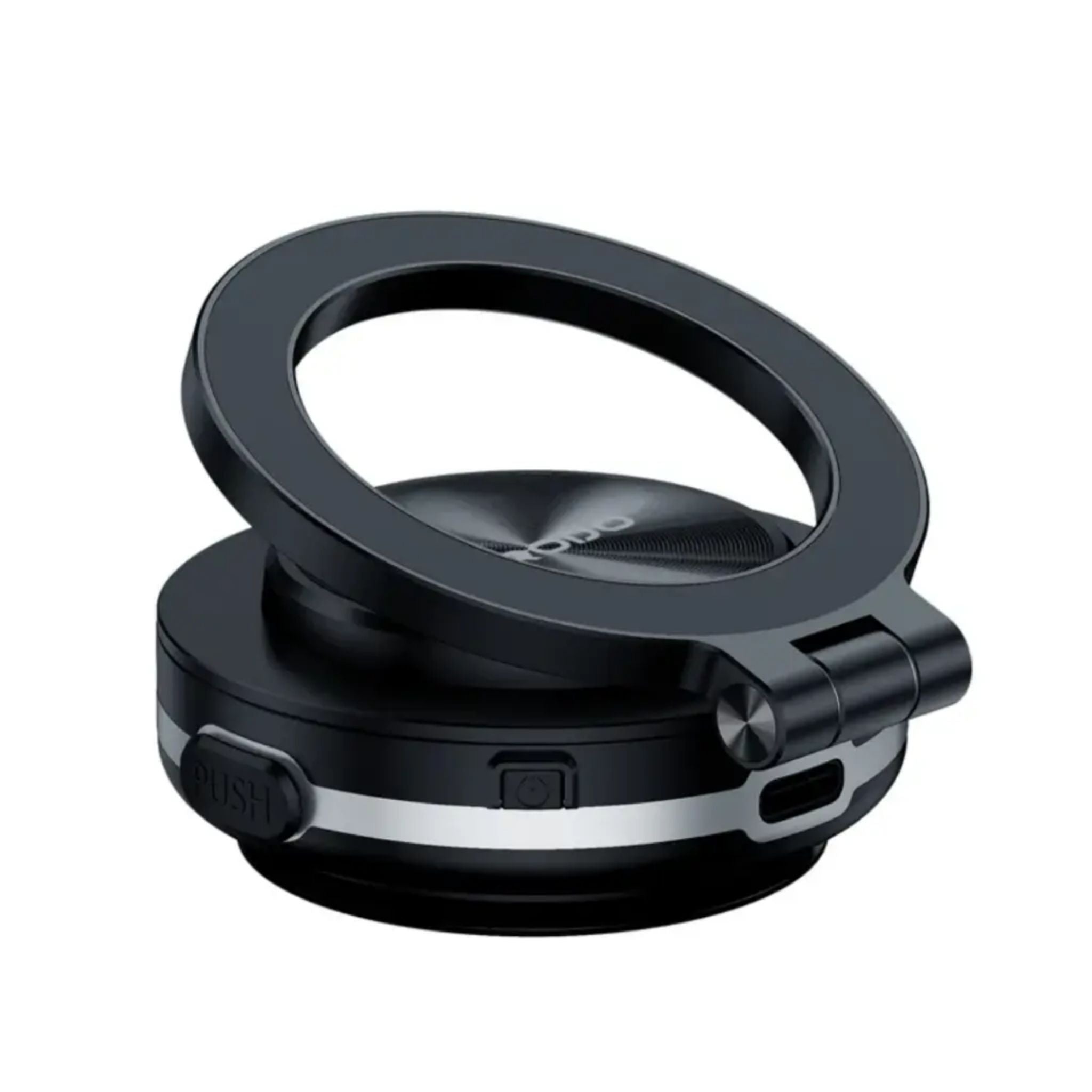 Porodo HS05 Vacuseal MagSafe Magnetic Phone Mount with Strong Suction N52 Magnets Adjustable Viewing Angle One-Hand Operation Type-C Rechargeable 100mAh Battery Supports Up to 3.5kg for 4.7”+ Devices- Black