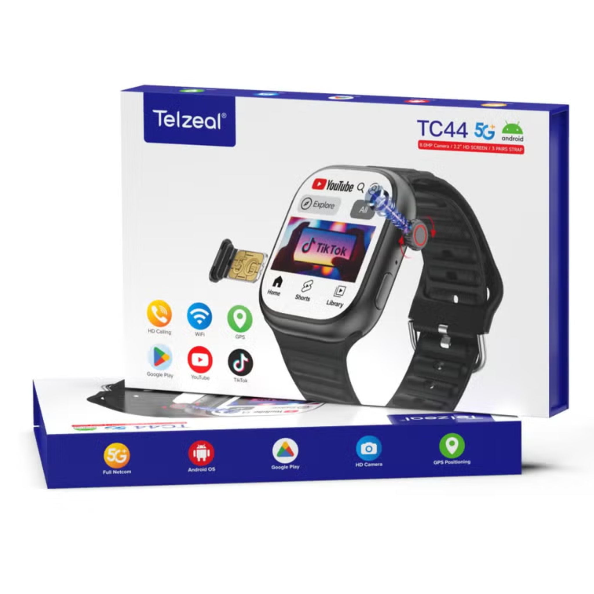 TC44 5G Smart Watch with SIM Support HD Camera & Full Touch Display - Gold