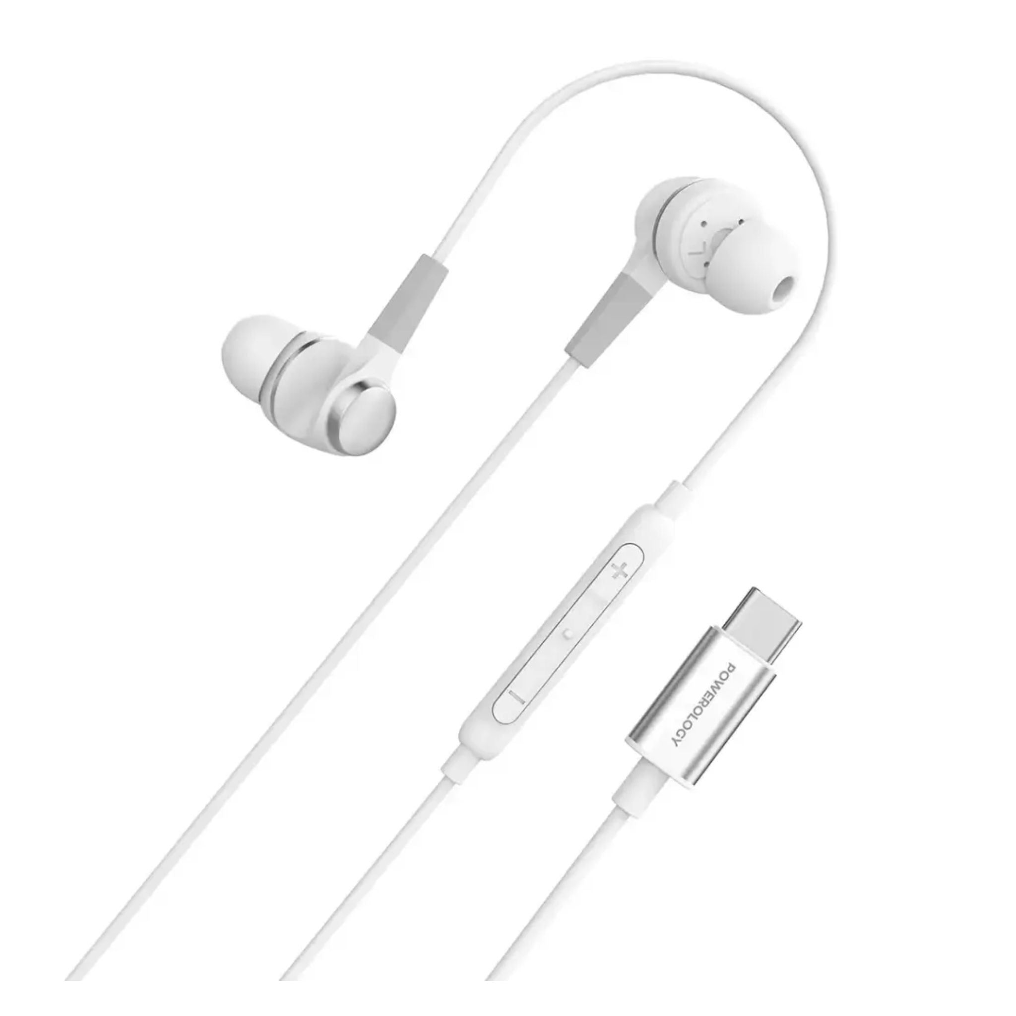 Powerology Type-C Stereo Earphones - White
