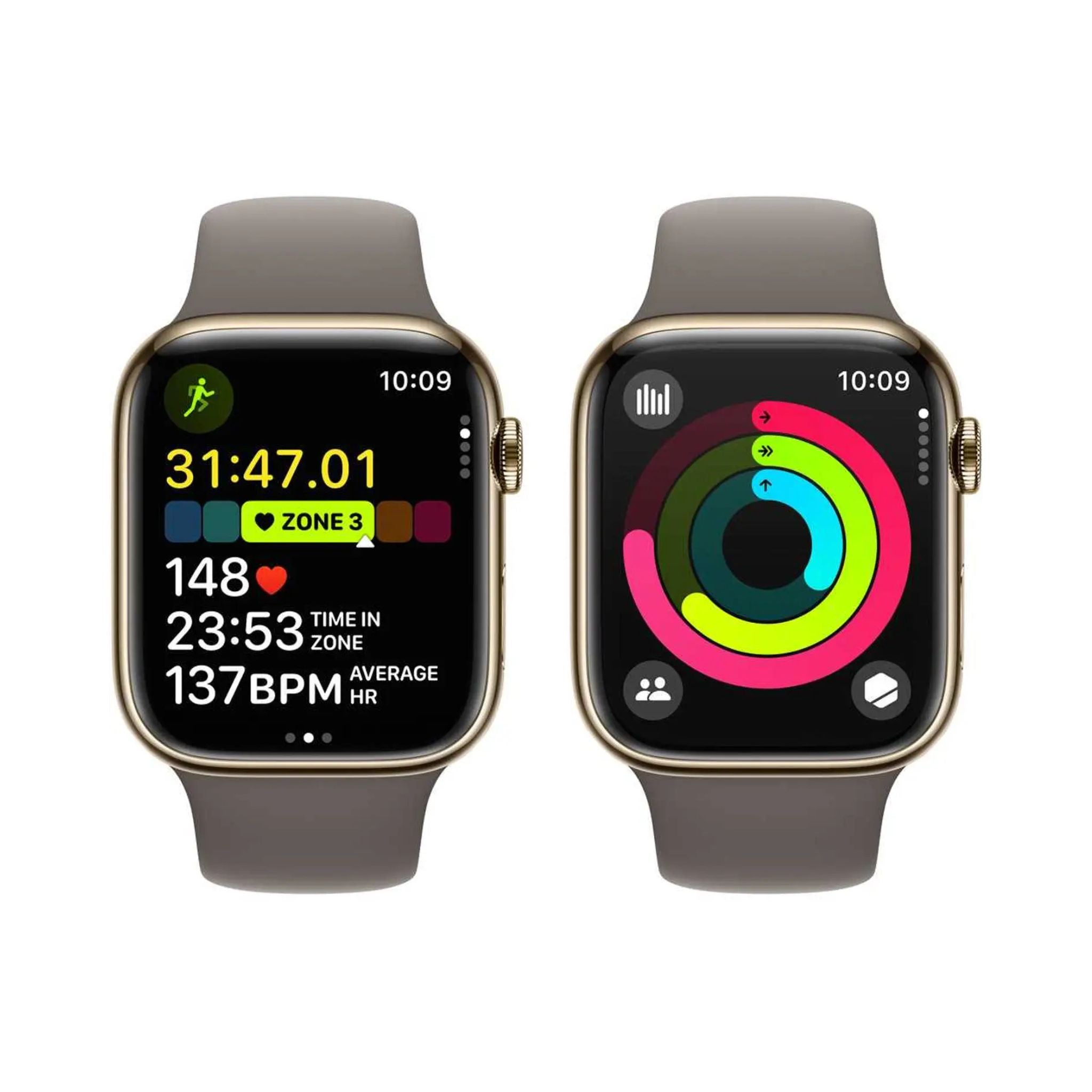 Apple Watch Series 9 GPS + Cellular 45mm Gold Stainless Steel Case with Clay Sport Band S/M – Middle East Version