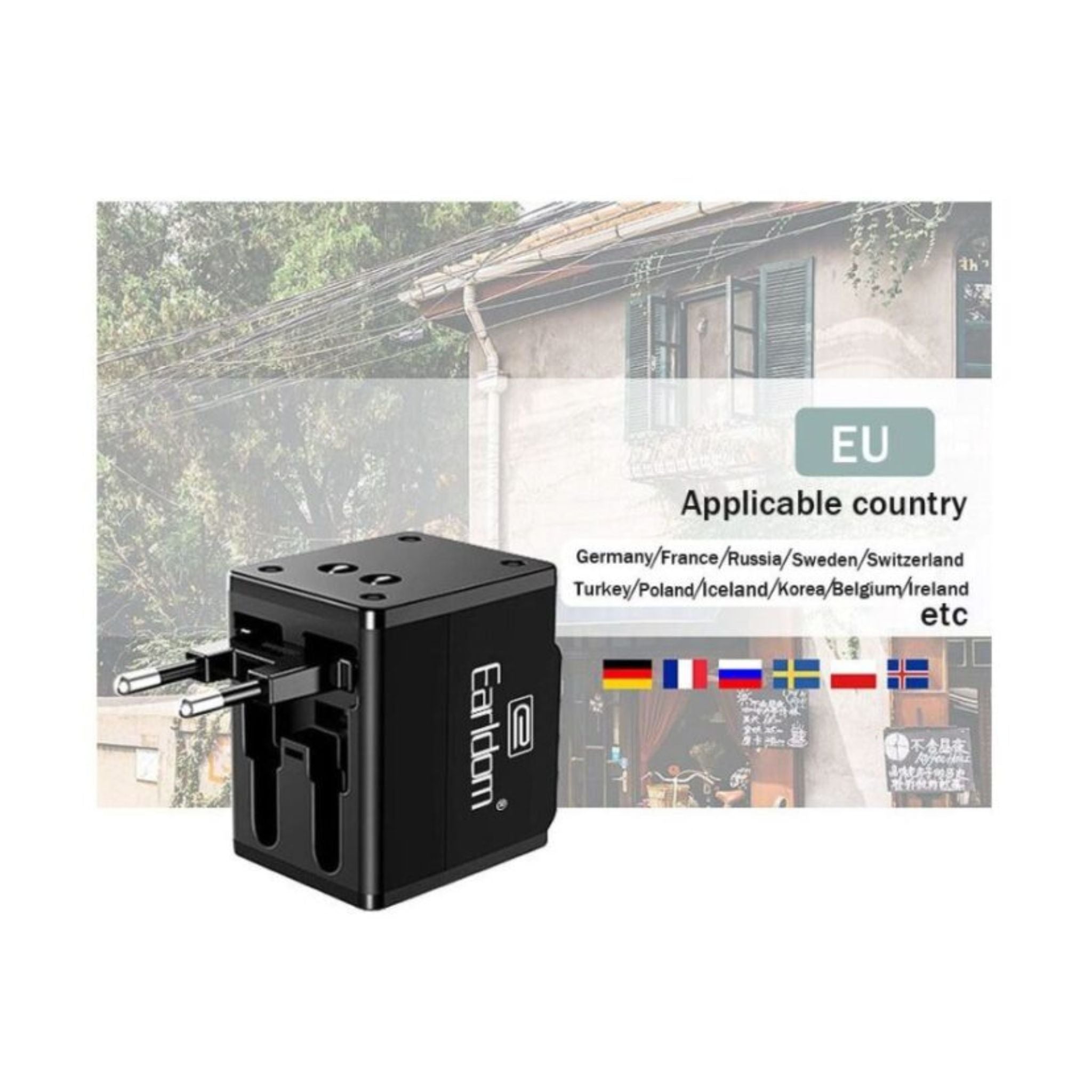 EARLDOM UNIVERSAL ADAPTER DUAL USB PORT ES-LC10