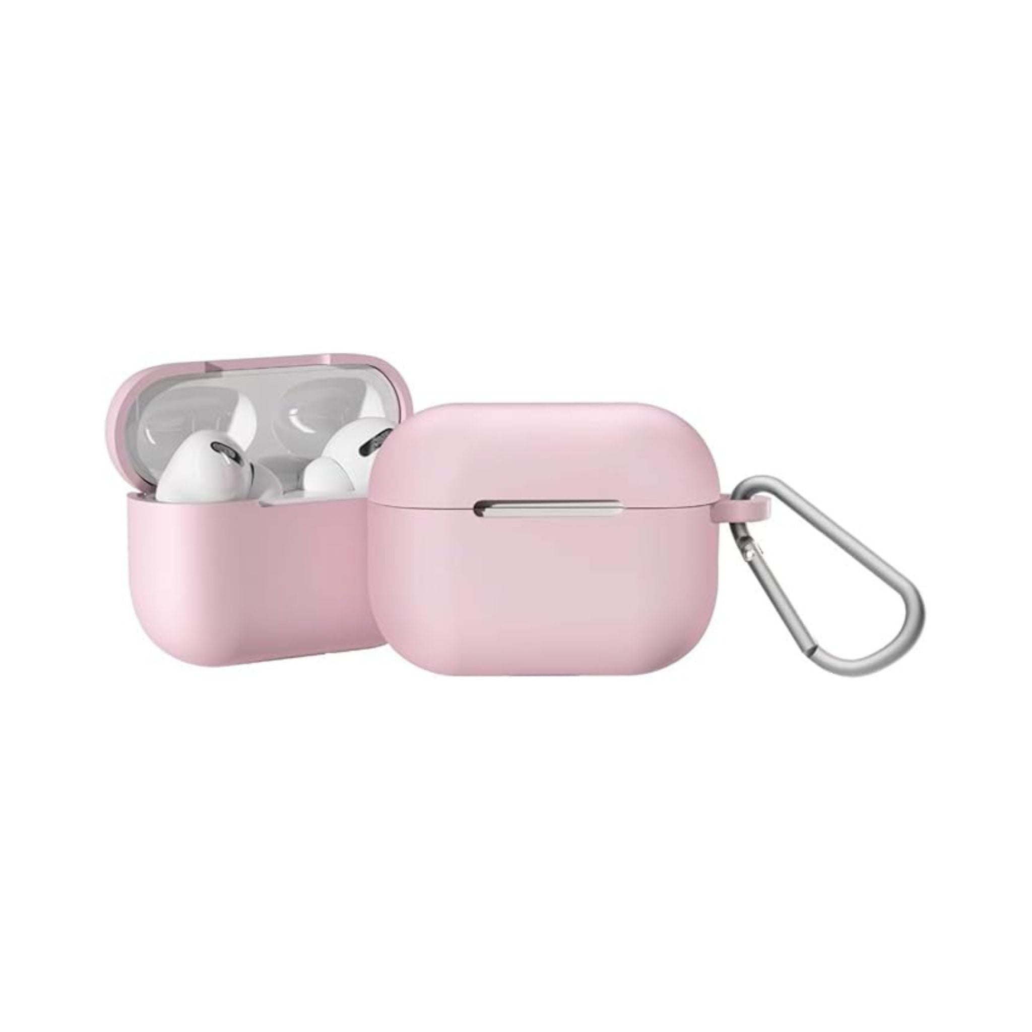 Green Lion Berlin Series Silicone Case for Airpods 4, Metal Carabiner, 360° Full Protection, Shock Absorbent, Skin Friendly Silicone, Washable Material - Pink