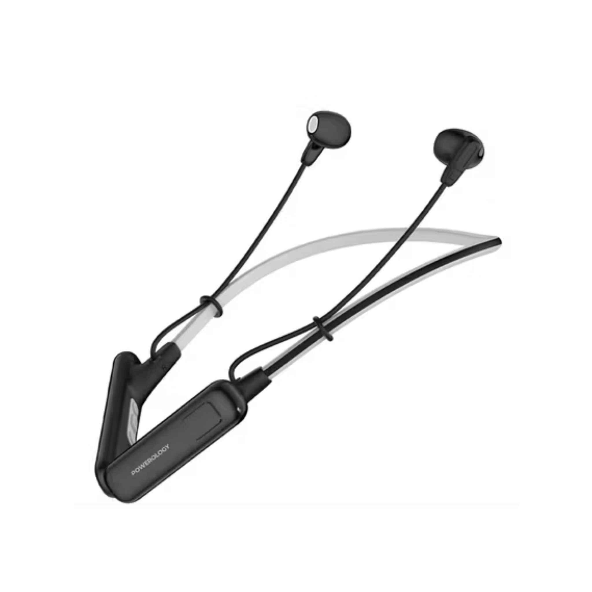 Powerology Voix ENC Neckband Earphones with Dual Microphone, 10mm Speakers, 500mAh Battery, Low Latency Audio, Secure Magnetic Earbuds, Hi-Fi Sound, Sweat & Water Resistant, Up to 60 Hours Play & Talk Time - Black