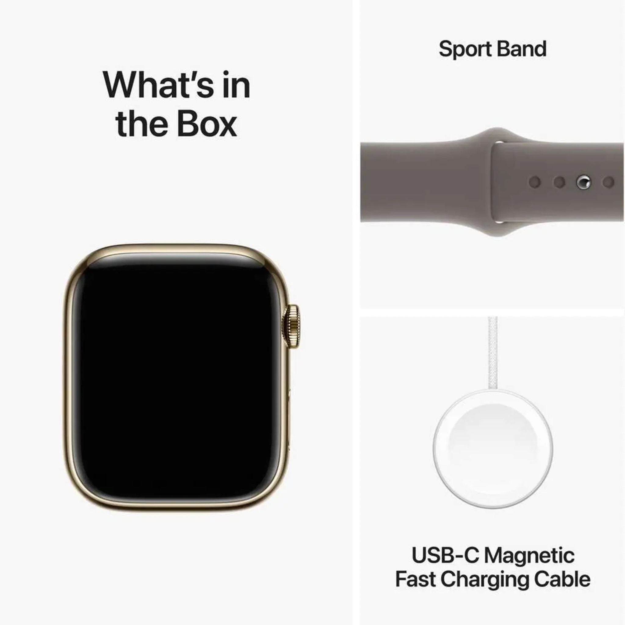 Apple Watch Series 9 GPS + Cellular 45mm Gold Stainless Steel Case with Clay Sport Band S/M – Middle East Version