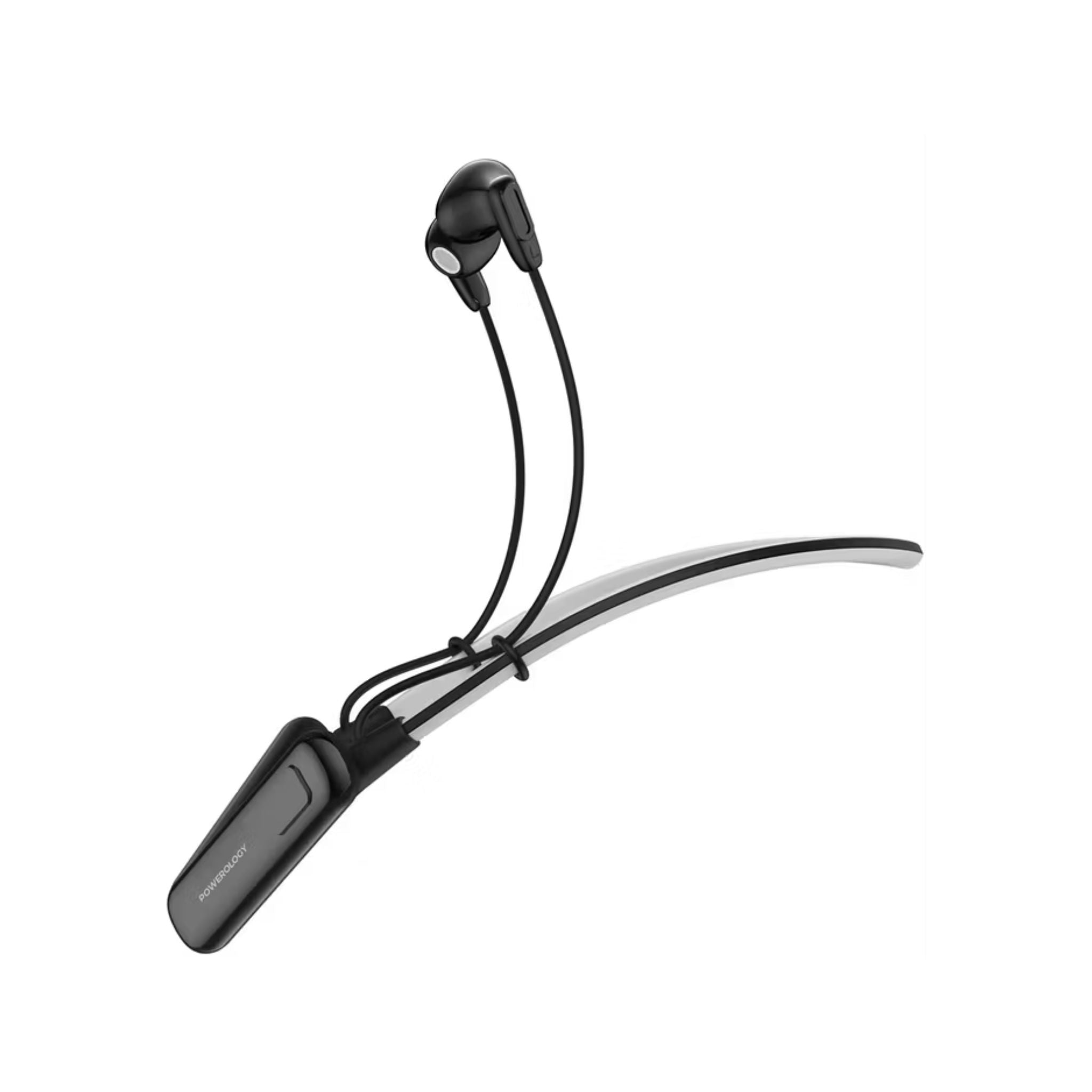Powerology Voix ENC Neckband Earphones with Dual Microphone, 10mm Speakers, 500mAh Battery, Low Latency Audio, Secure Magnetic Earbuds, Hi-Fi Sound, Sweat & Water Resistant, Up to 60 Hours Play & Talk Time - Black