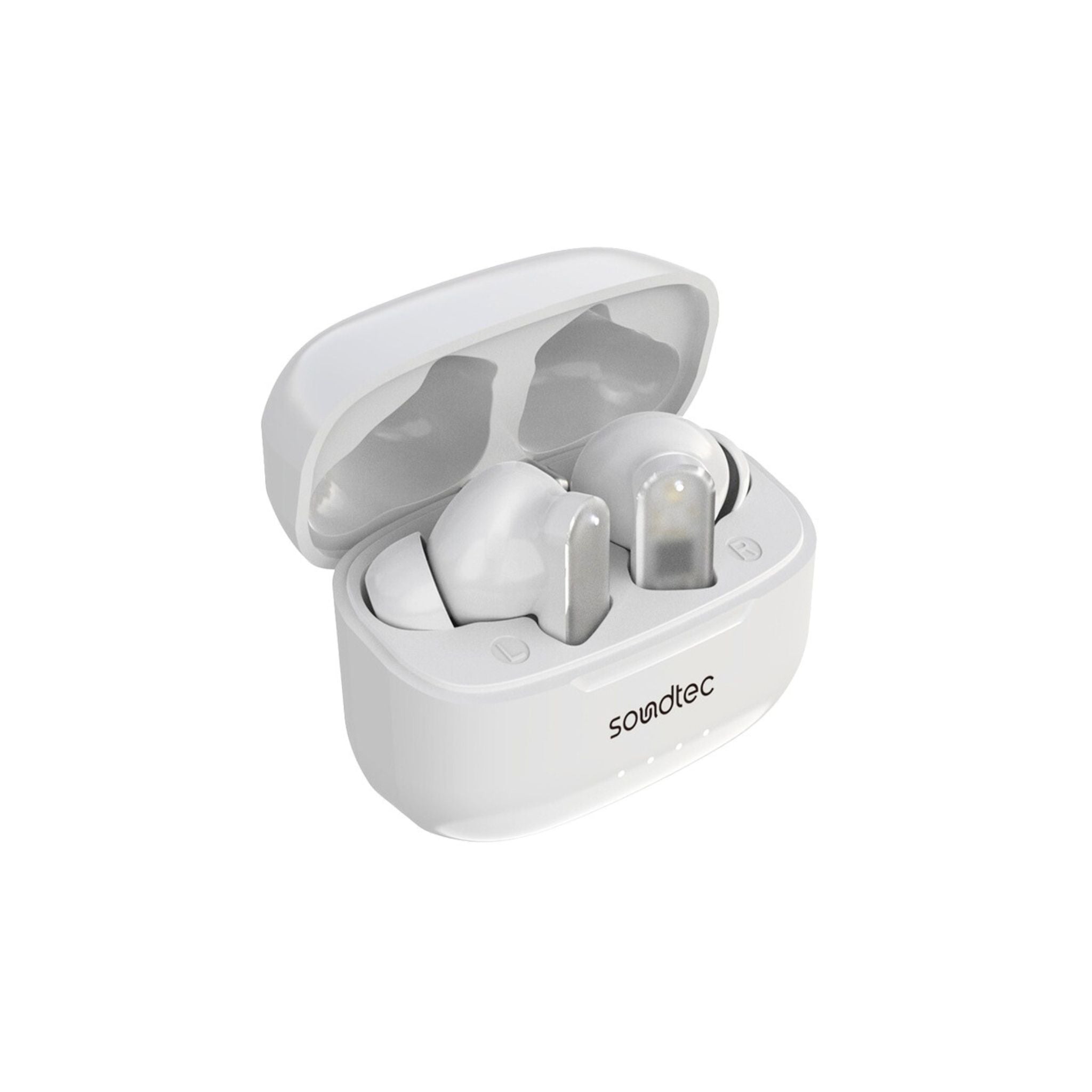 Porodo Soundtec ANC & ENC TWS Earphone with Transparent Earbuds, BT V5.3, Deep Bass, Touch Controls, 7H Playtime, 1.5H Charging Time, 20H Standby Time, for Gym, Running, Cycling-White