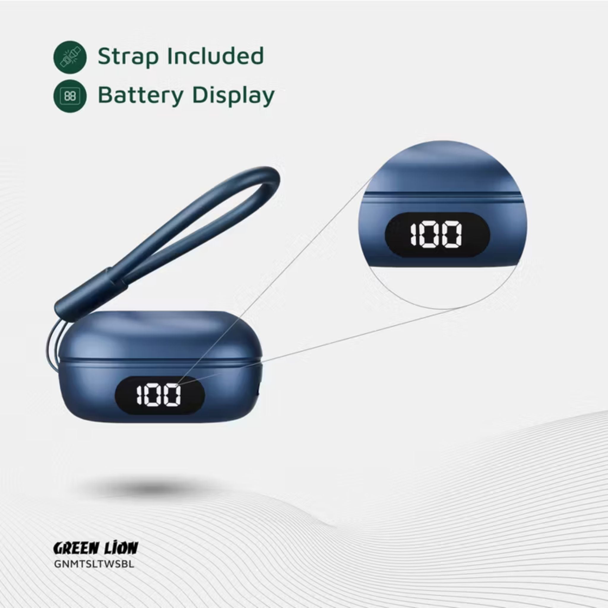 Green Lion Mittersill True Wireless Earbuds with ENC, Up to 6 Hours Playtime, IPX5 Waterproof Resistance Level, Bluetooth Version 5.4, Up to 10m Transmission Range, Type-C Charging Port, Dual-Microphone, Strap Included