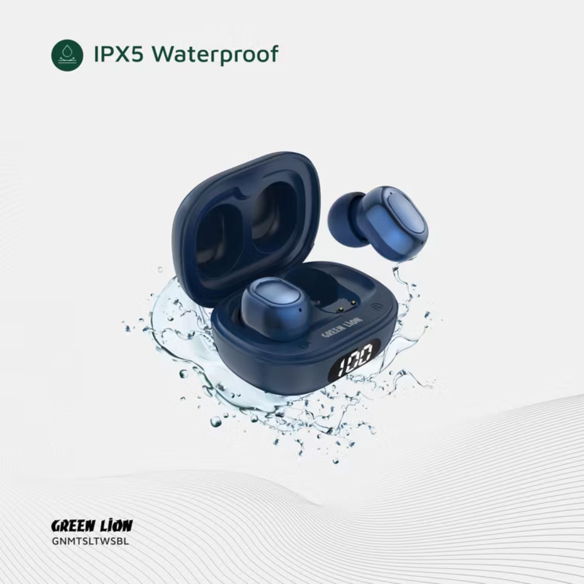 Green Lion Mittersill True Wireless Earbuds with ENC, Up to 6 Hours Playtime, IPX5 Waterproof Resistance Level, Bluetooth Version 5.4, Up to 10m Transmission Range, Type-C Charging Port, Dual-Microphone, Strap Included