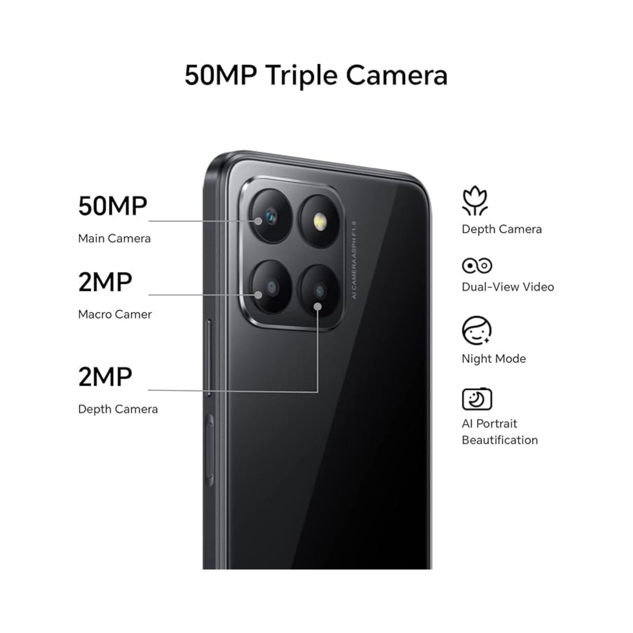 Honor 70 LITE 5G Dual SIM 4GB RAM 128GB ROM - International Version -Midnight Black