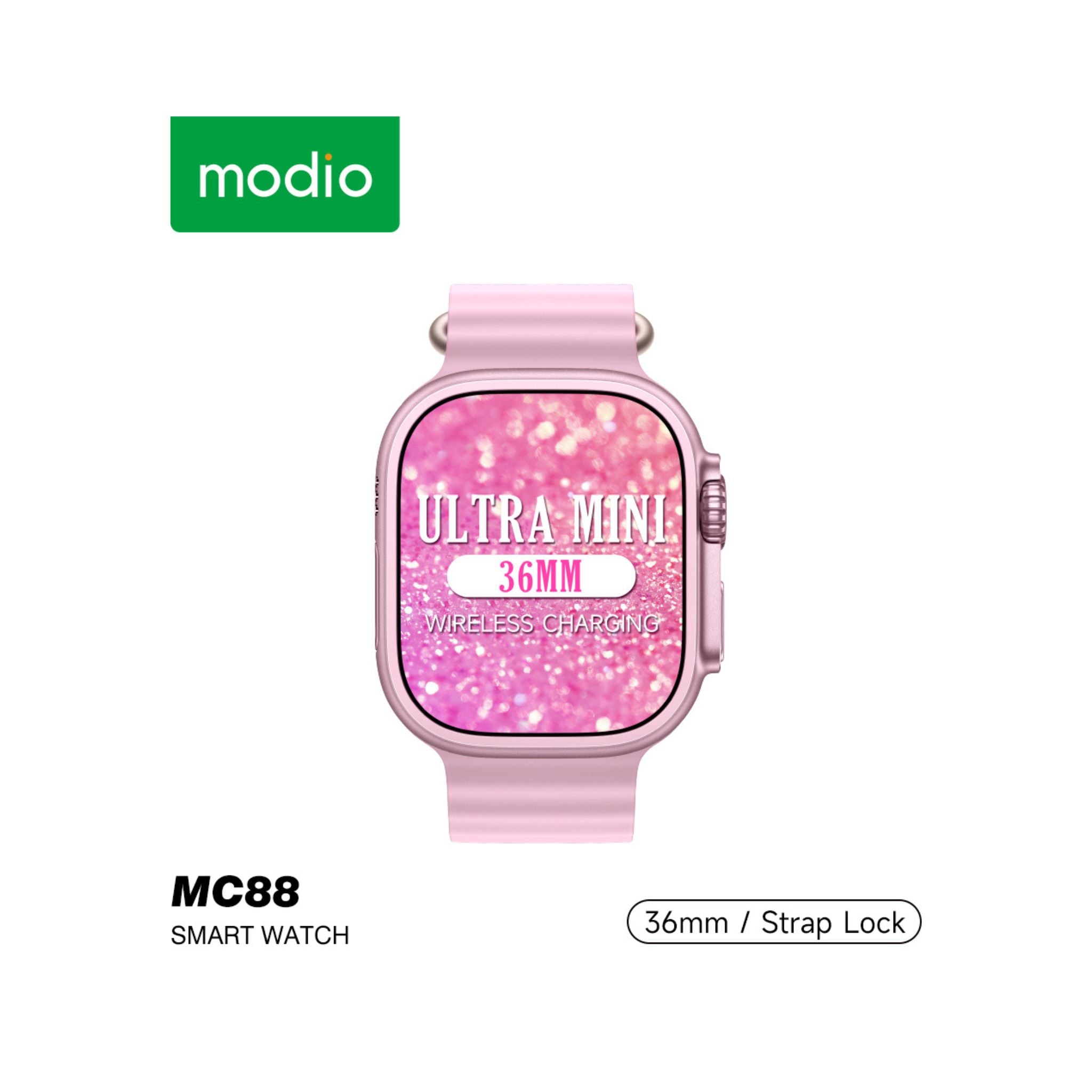 Modio MC88 Ultra Mini 36 MM Wireless Charging_Strap Lock_Screw Model Smartwatches_Pink