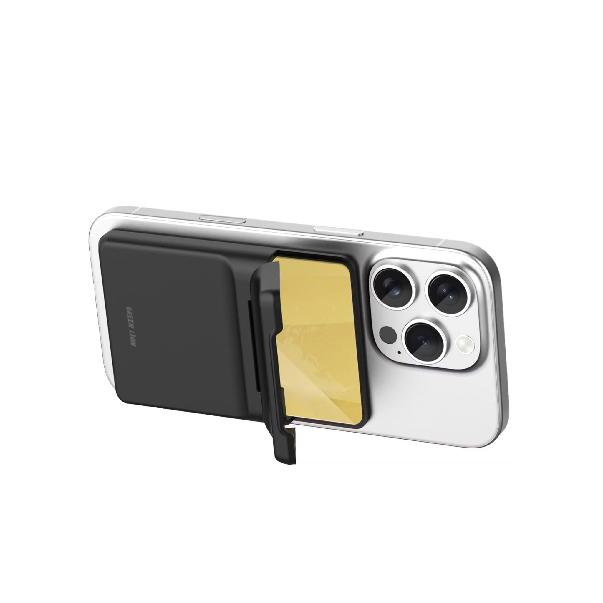 Green Lion W3-MagSafe Wallet with Card Holder, Flip-Out Kickstand, Quick Attach & Detach, RFID Protection, Slim Design, Flip-Out Kickstand - Black