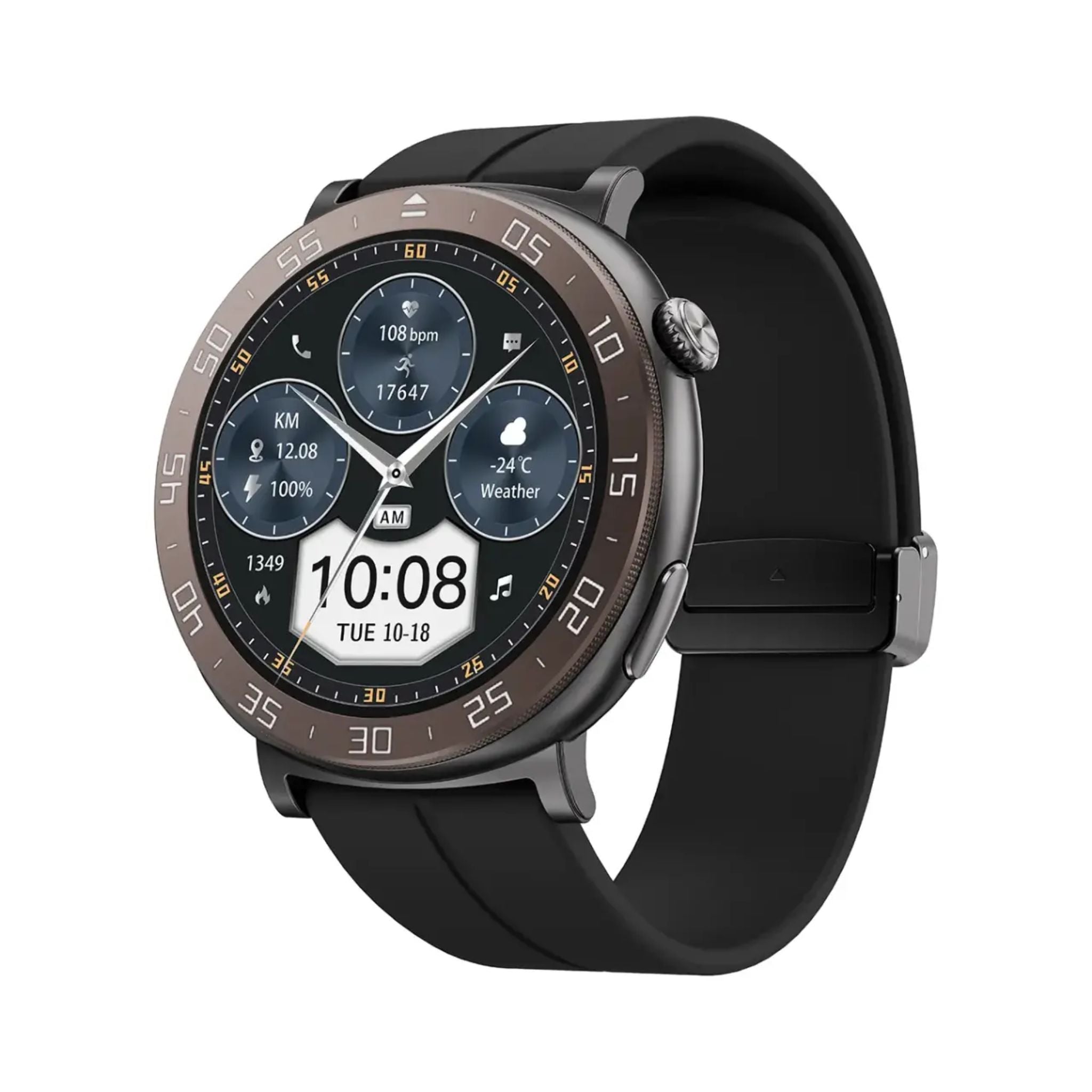 Porodo Salud Smart Watch 1.43" AMOLED Display, IP68 Water Resistant, Bluetooth 5.2, Heart Rate & Sleep Monitor, GPS Log Tracking, Voice Assistant, 5-Day Battery Life-Black