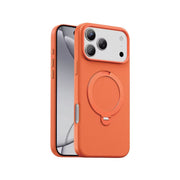Green Lion Minster Leather MagSafe Case with Foldable Stand Design for iPhone 17 Pro Max, Anti-Fingerprint, 360° Rotatable Stand, Anti-Scratch, Camera Protection, Comfortable Grip - Orange