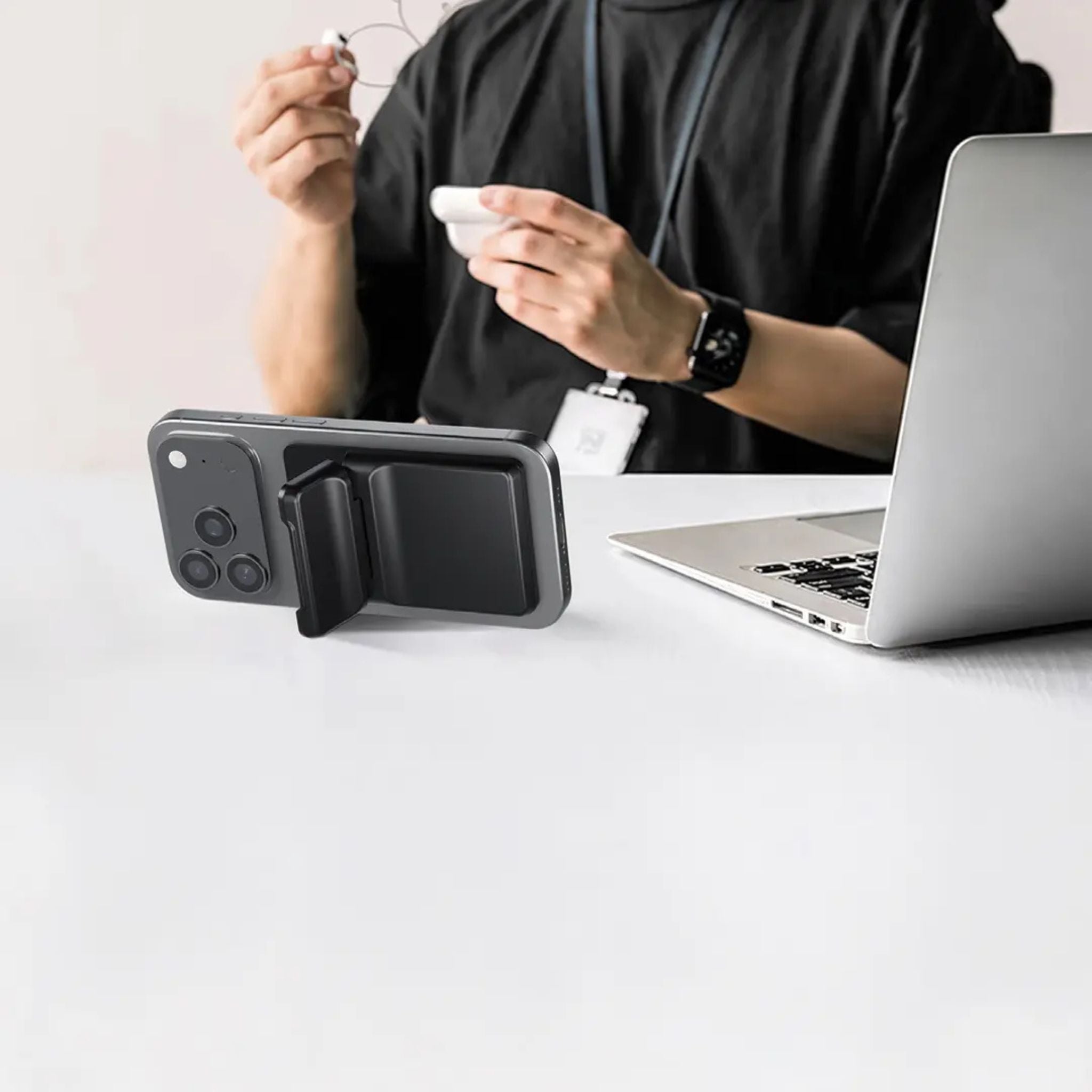 Green Lion W3-MagSafe Wallet with Card Holder, Flip-Out Kickstand, Quick Attach & Detach, RFID Protection, Slim Design, Flip-Out Kickstand - Black