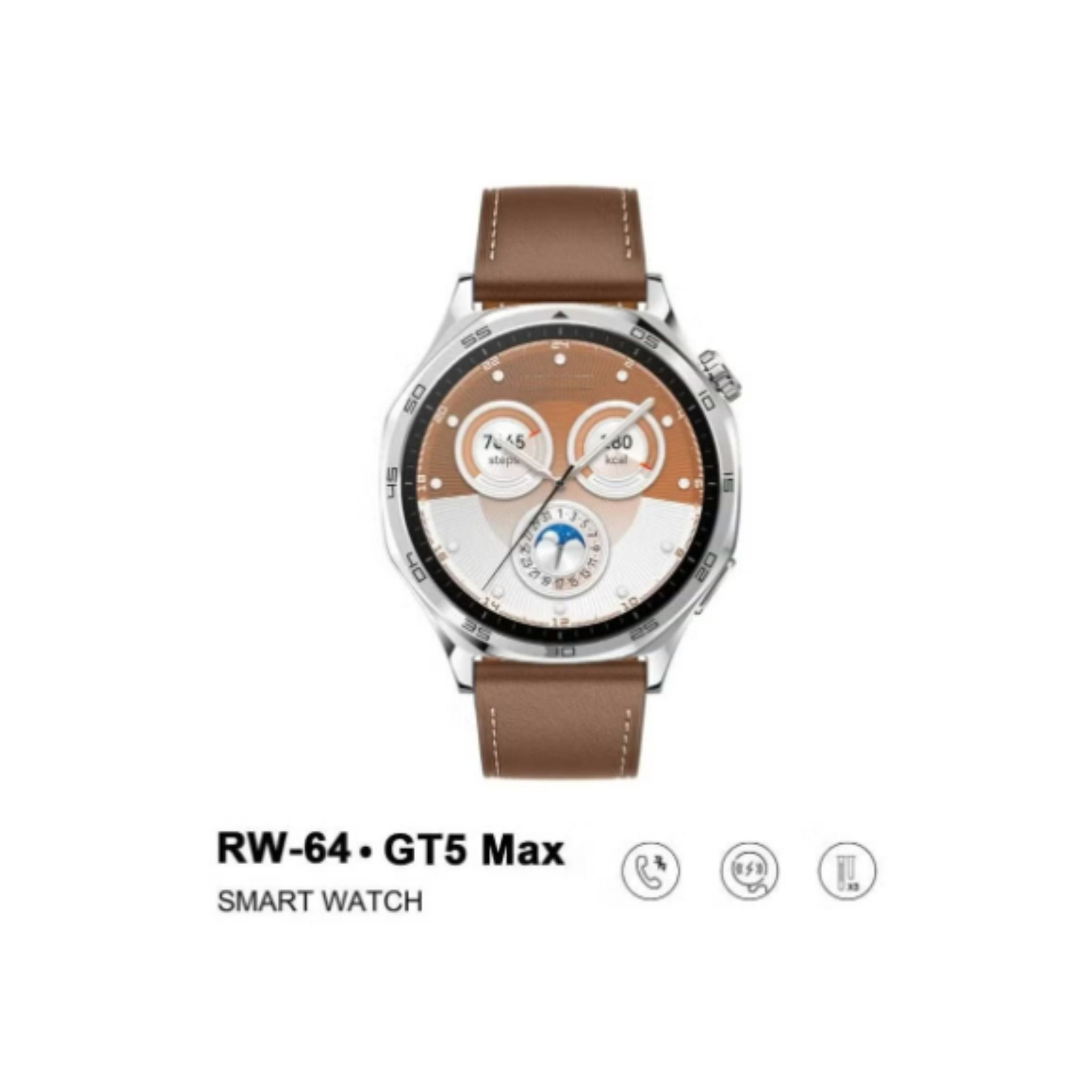 Haino Teko RW-64 GT5 Max Smartwatch with Large AMOLED Display, Voice Assistant, 3 Pair Straps – Stylish and Functional Smartwatch for Men- Silver