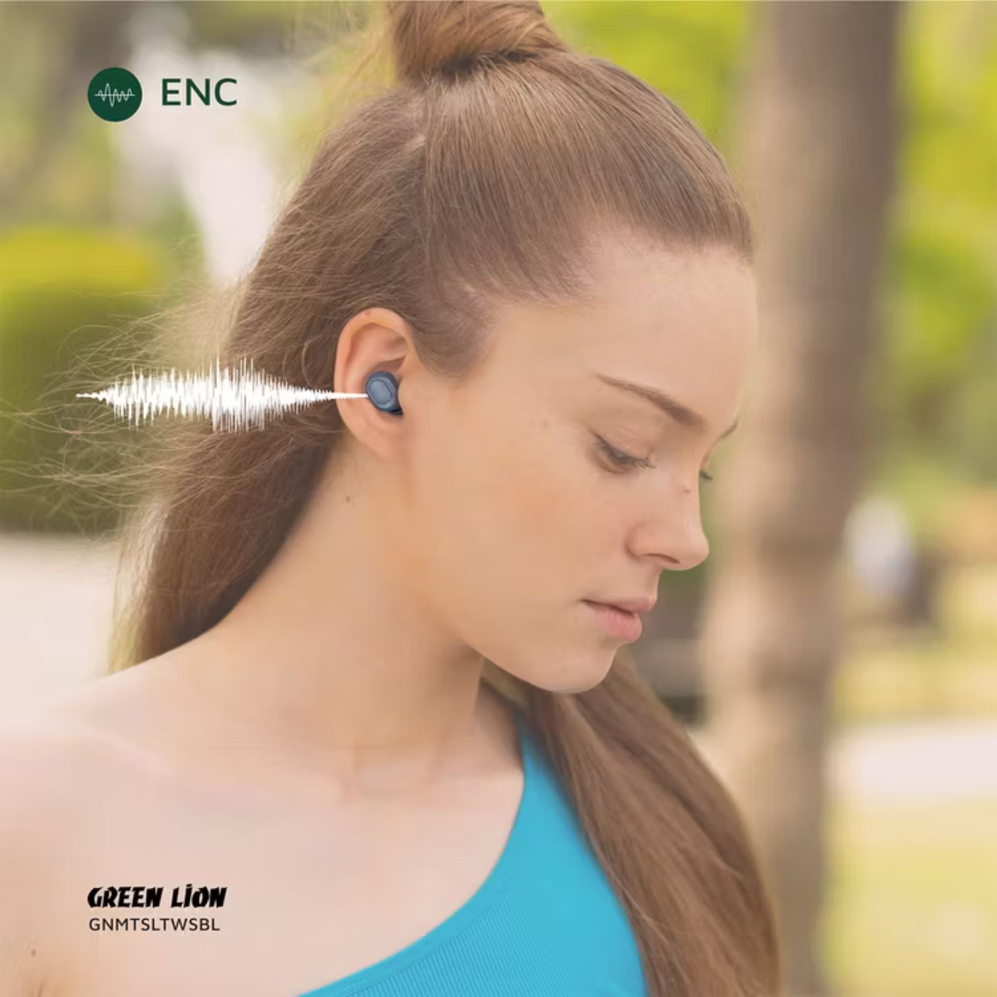 Green Lion Mittersill True Wireless Earbuds with ENC, Up to 6 Hours Playtime, IPX5 Waterproof Resistance Level, Bluetooth Version 5.4, Up to 10m Transmission Range, Type-C Charging Port, Dual-Microphone, Strap Included