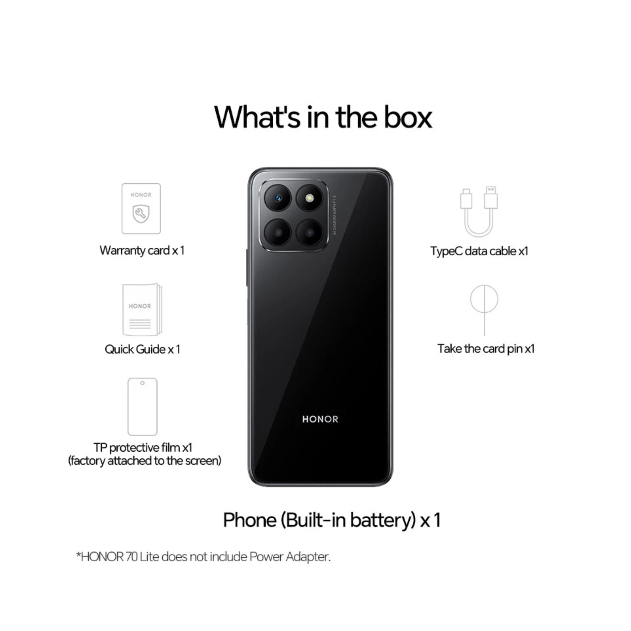 Honor 70 LITE 5G Dual SIM 4GB RAM 128GB ROM - International Version -Midnight Black