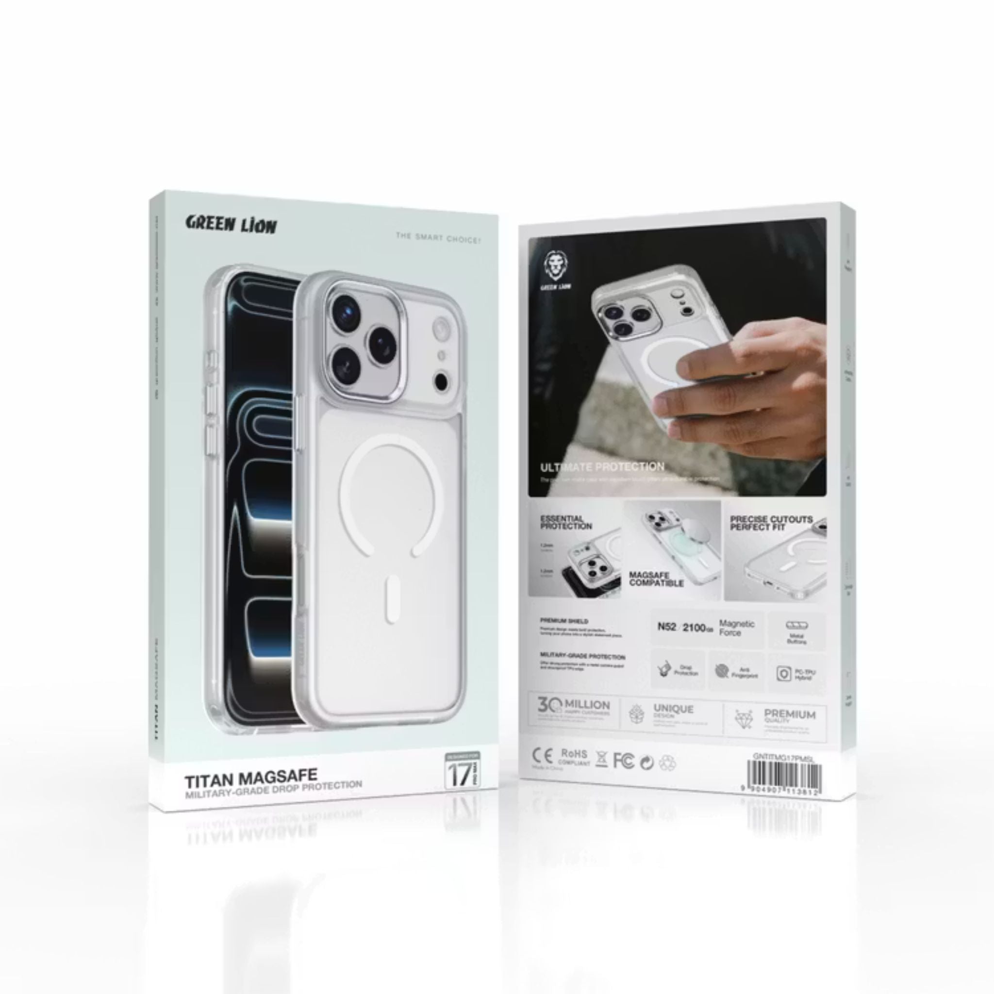 Green Lion Titan MagSafe Case for iPhone 17 Pro Max, Drop & Camera Protection, Military-Grade Shockproof, Comfortable Grip, Anti-Scratch - Silver