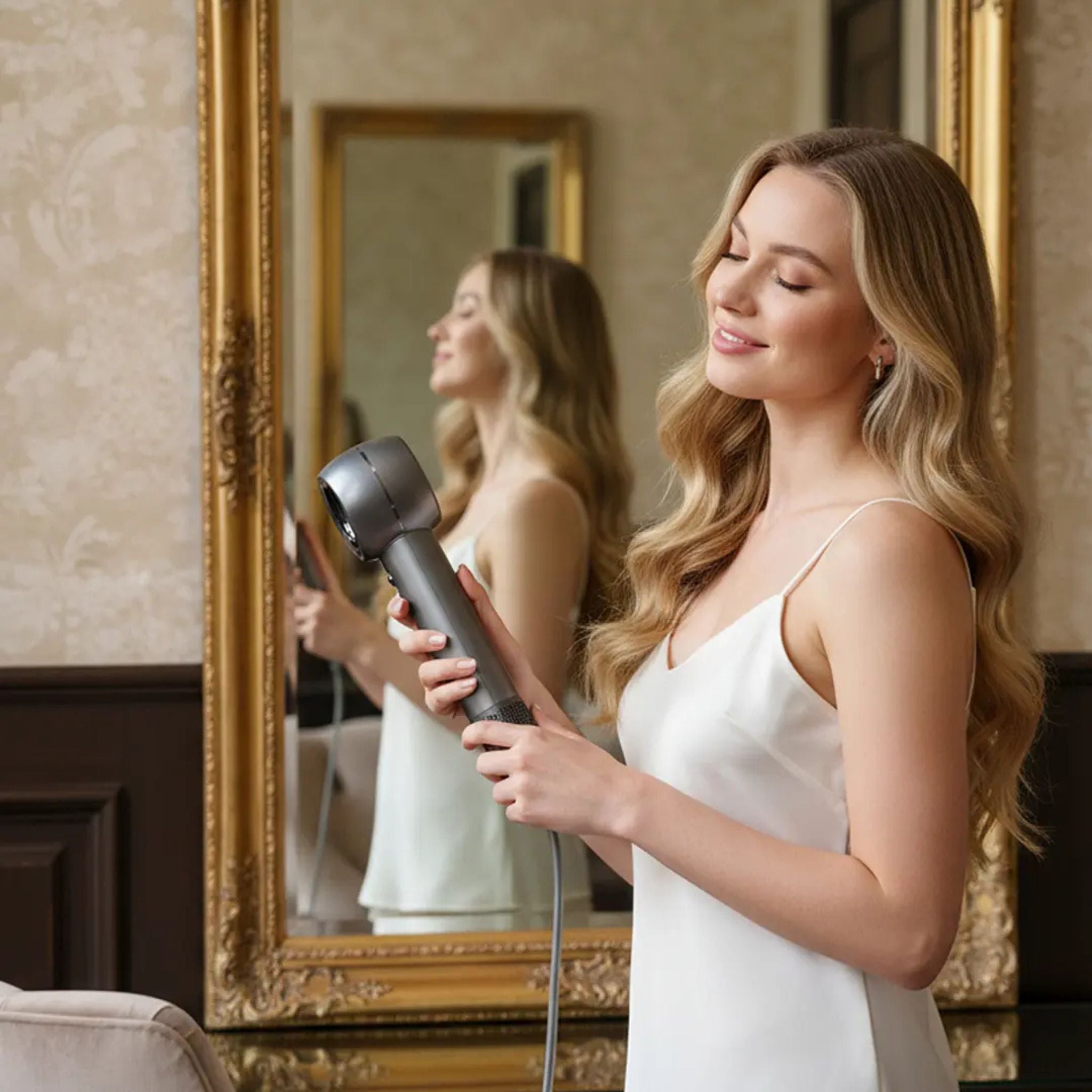 Powerology IonFusion Hot & Cold Hair Dryer, 1400W Rated Power, 65m/s Wind Speed, 4 Temperature Levels, High-Speed Brushless Motor, 1.8m UK 3-Pin Plug - Gray