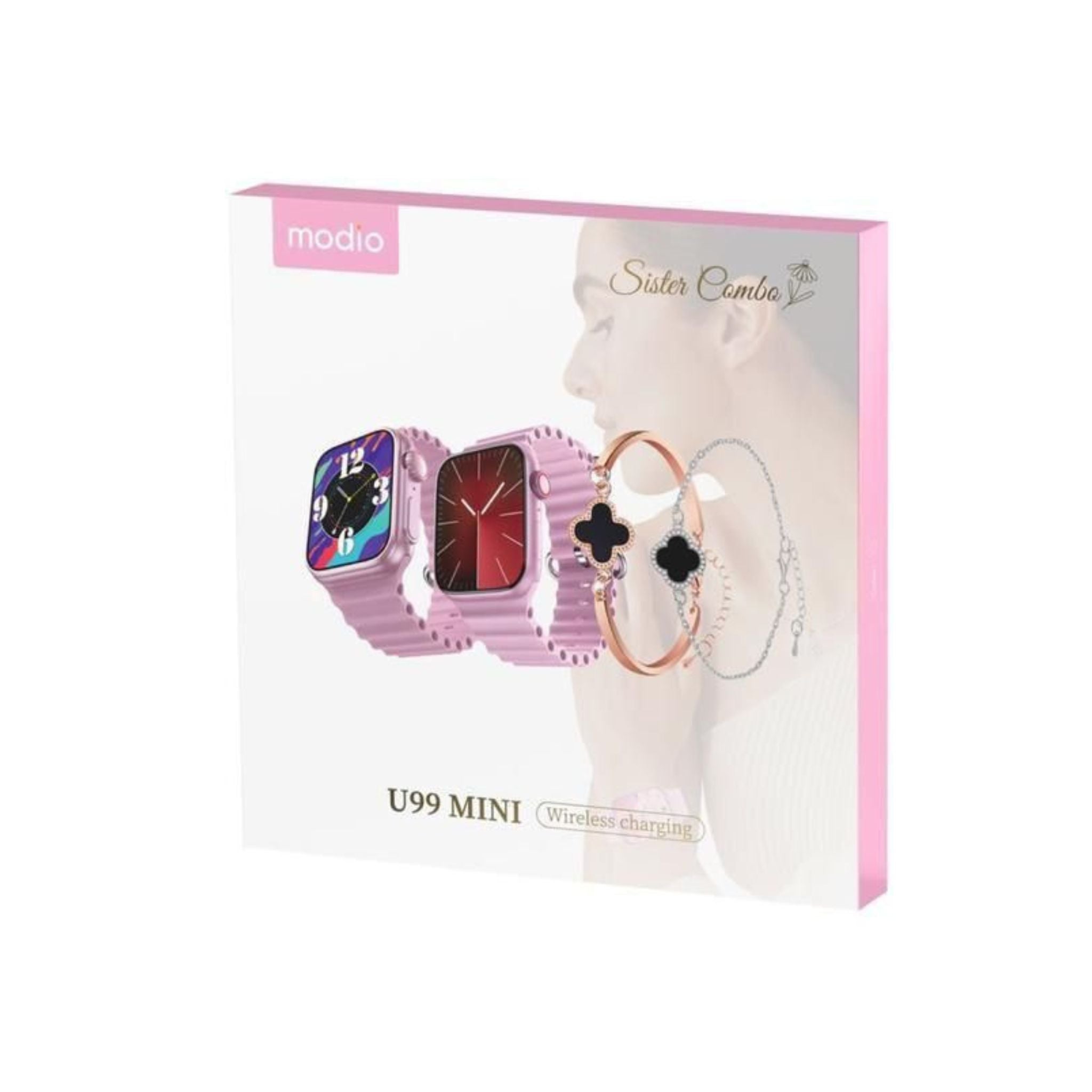 Modio Sister Combo U99 Mini_Wireless Charging_Space Aluminium Case_ Pink