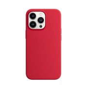 A red silicone protective case for the iPhone 13 Pro Max with Magsafe technology.