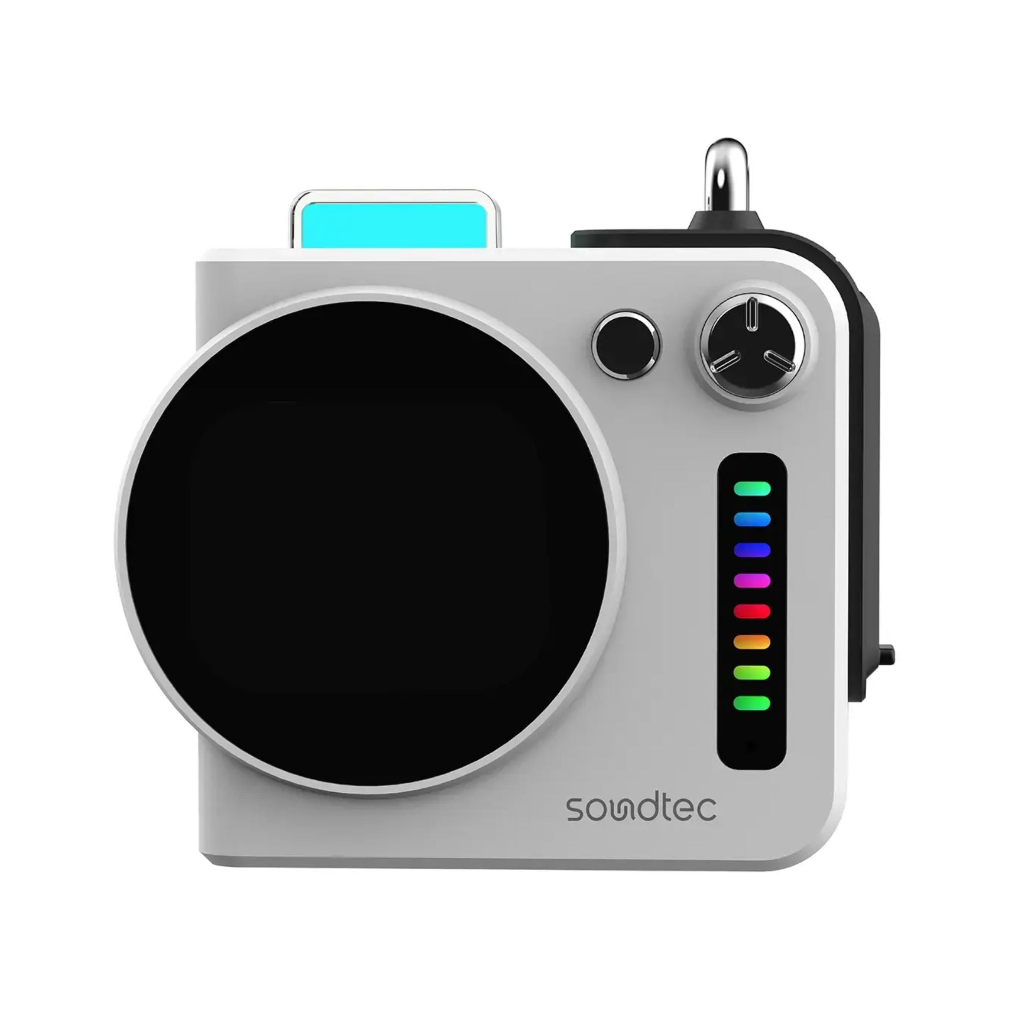 Porodo Vibego Mini RGB Speaker with Bluetooth Version 5.4, Touch Control Display, 15 Hours Play Time, Type-C Charging Port, 2000mAh Battery Capacity, 2 Hours Charging Time, Micro SD Slots, Vibrant RGB Lighting - White