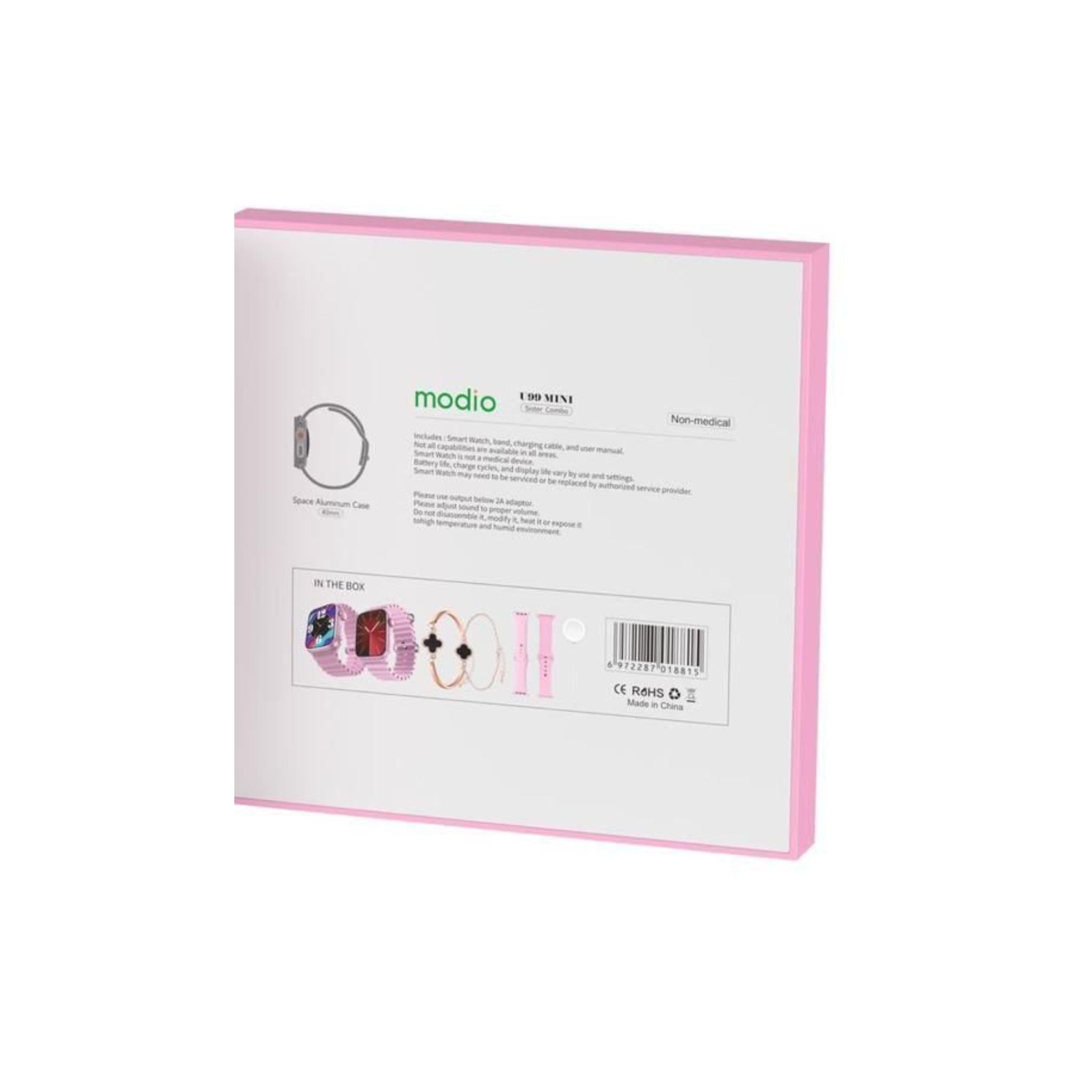 Modio Sister Combo U99 Mini_Wireless Charging_Space Aluminium Case- Pink