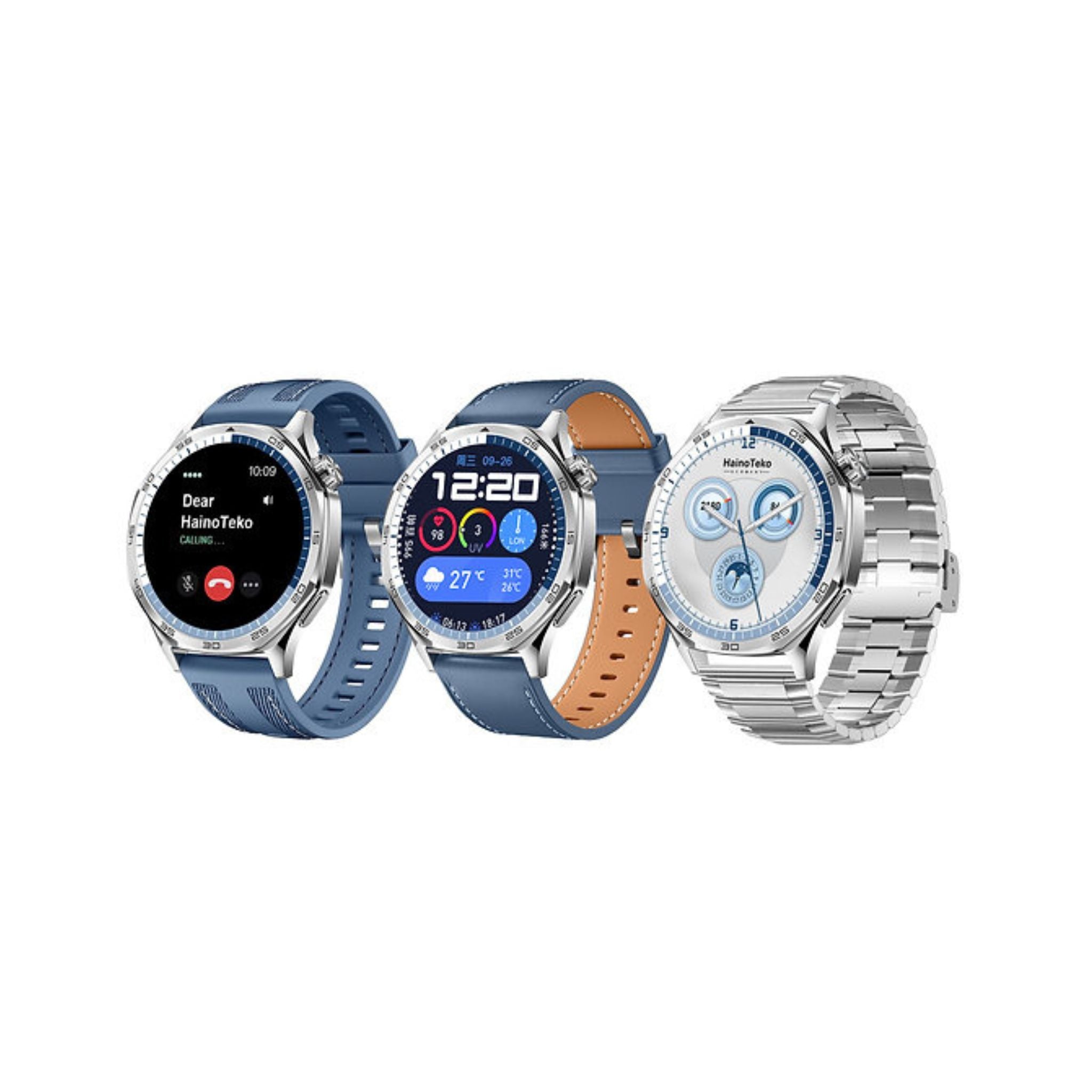 Haino Teko RW-64 GT5 Max Smartwatch with Large AMOLED Display, Voice Assistant, 3 Pair Straps – Stylish and Functional Smartwatch for Men- Blue
