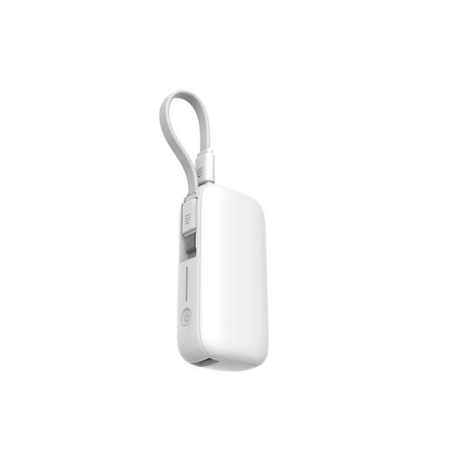 Powerology 5000mAh Power Bank with Removable USB-C Wire, Advanced Charging Technology, 2-Device Charging, Compact & Portable, Built-in Safeguards, 20W Power Delivery - White