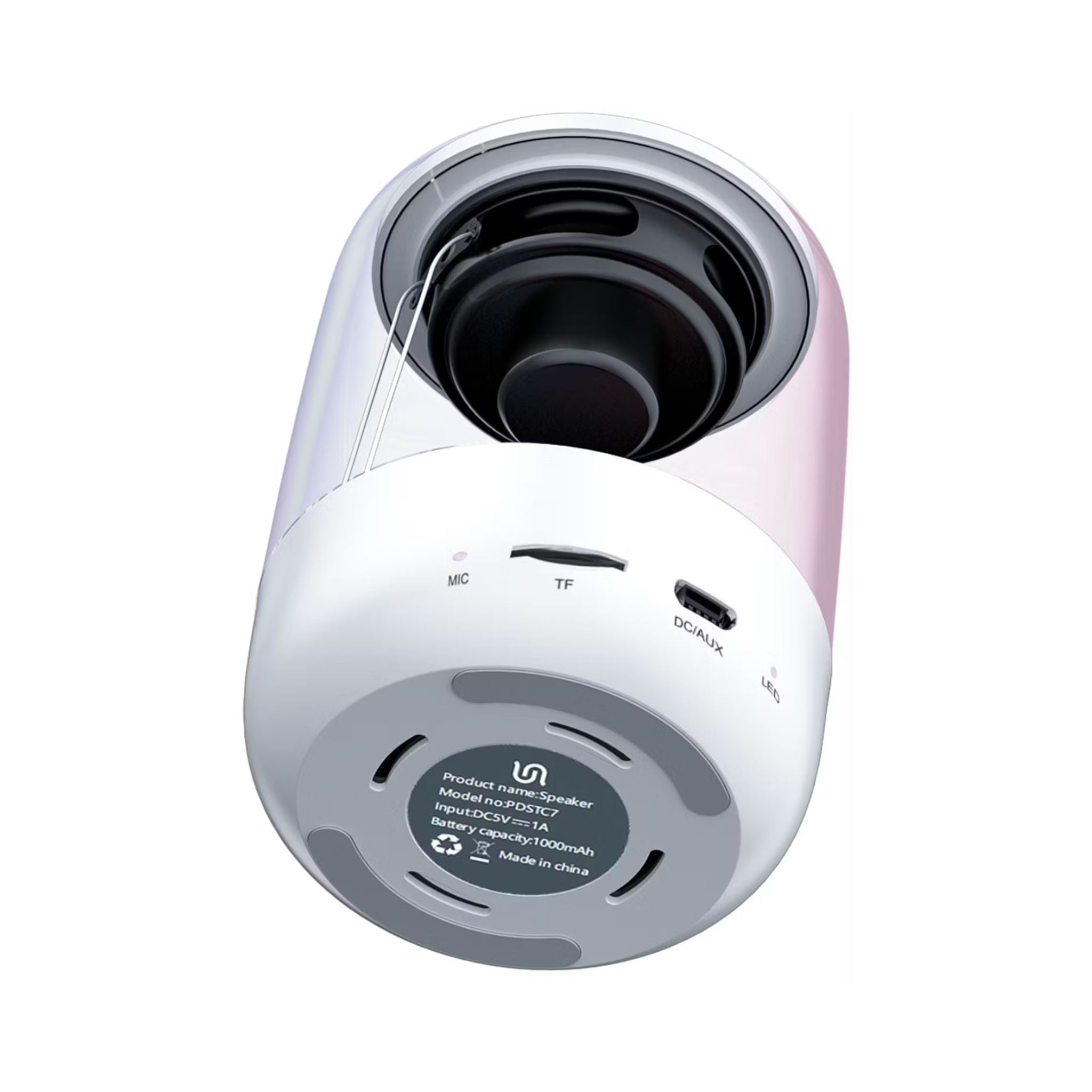 Porodo Crystal-Glow Mini Bluetooth Speaker with RGB Lights, Around 5 Hours Play Time, 1000mAh Battery, 10m Transmission Range, Bluetooth Version 5.4, USB-C Charging Port, Hands-Free Calls, TWS Pairing - White