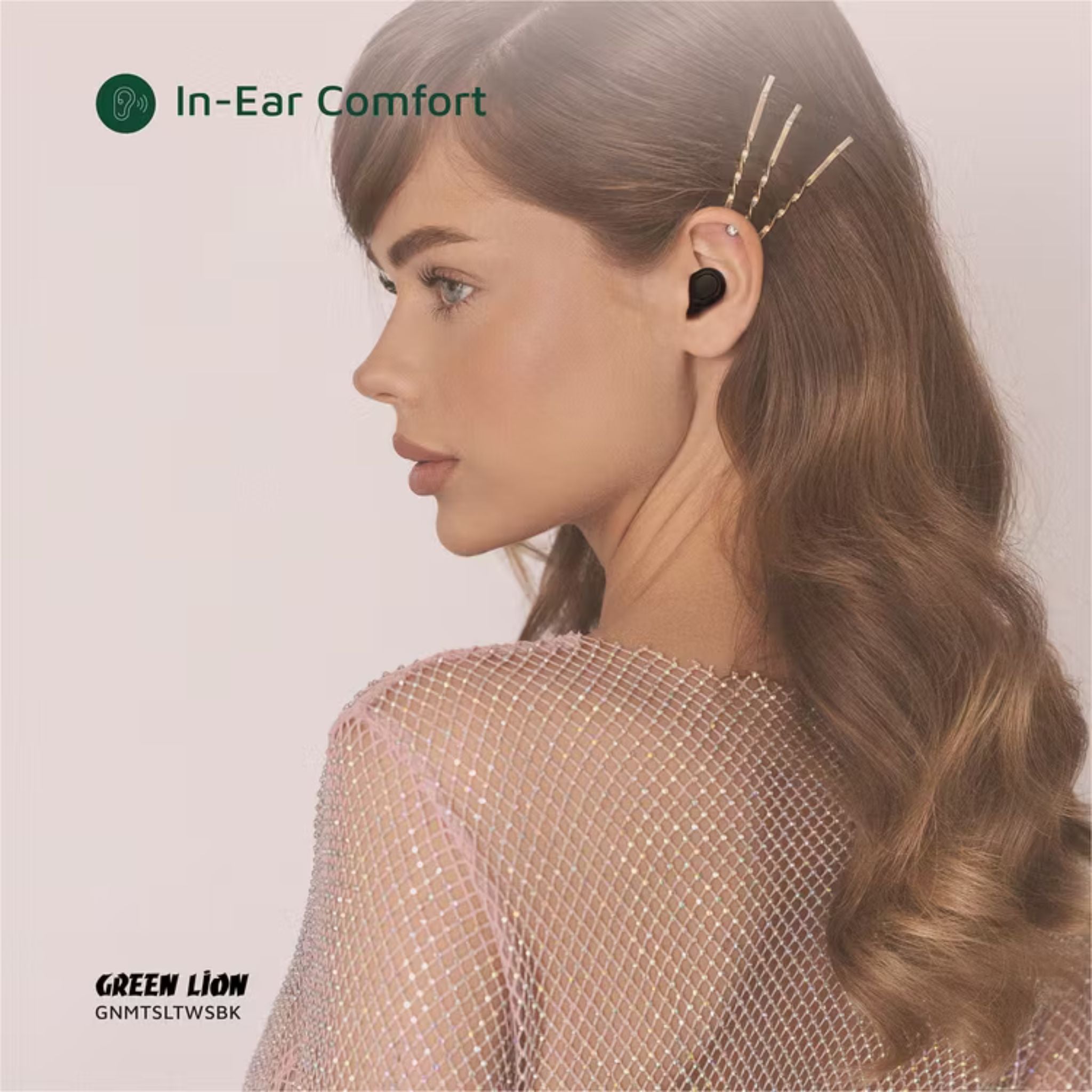 Green Lion Mittersill True Wireless Earbuds with ENC, Up to 6 Hours Playtime, IPX5 Waterproof Resistance Level, Bluetooth Version 5.4, Up to 10m Transmission Range, Type-C Charging Port, Dual-Microphone, Strap Included