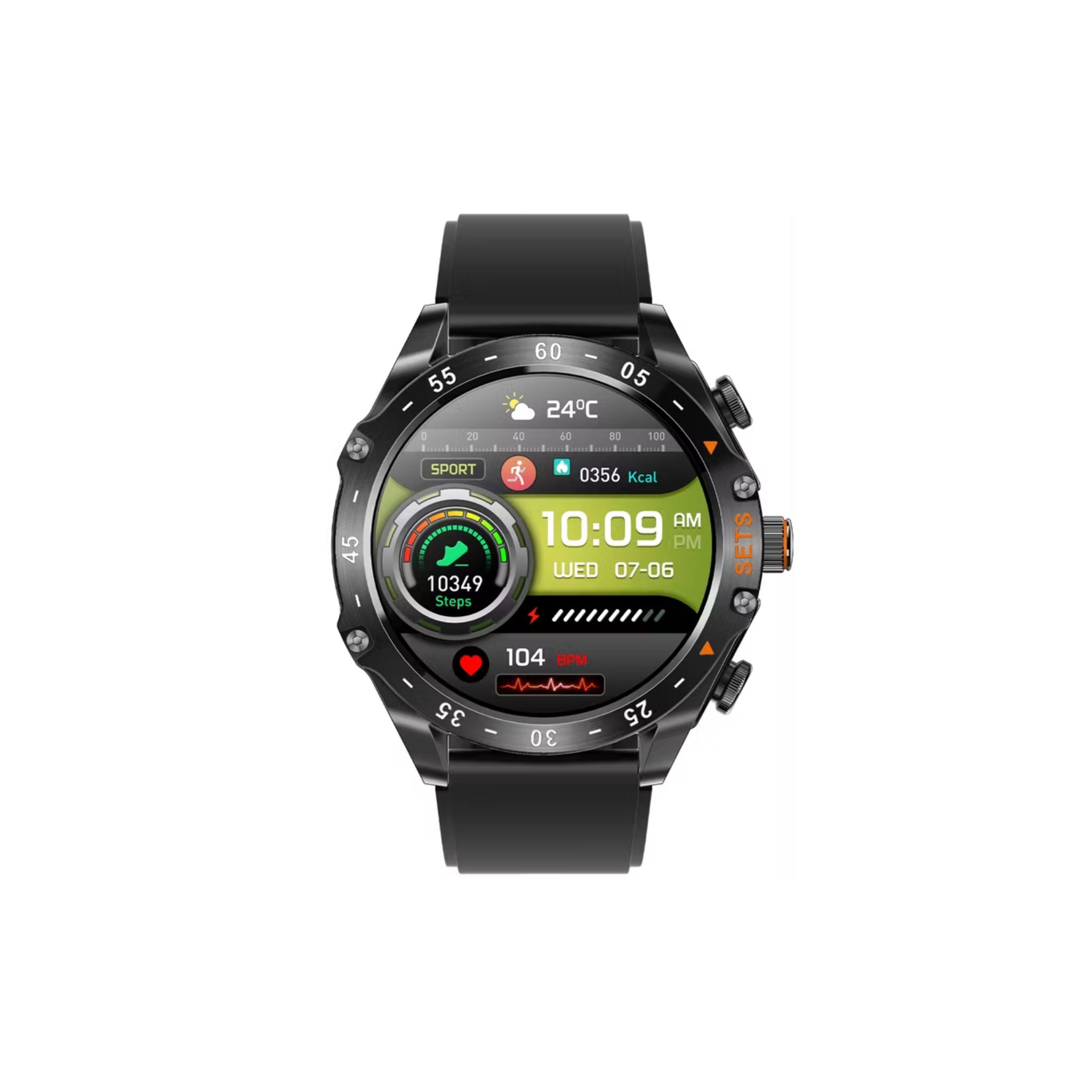 Porodo Hype Smart Watch with Wireless Earbuds and Black Leather Band, Compatible with Android 5.0, iOS 10.0 and Above