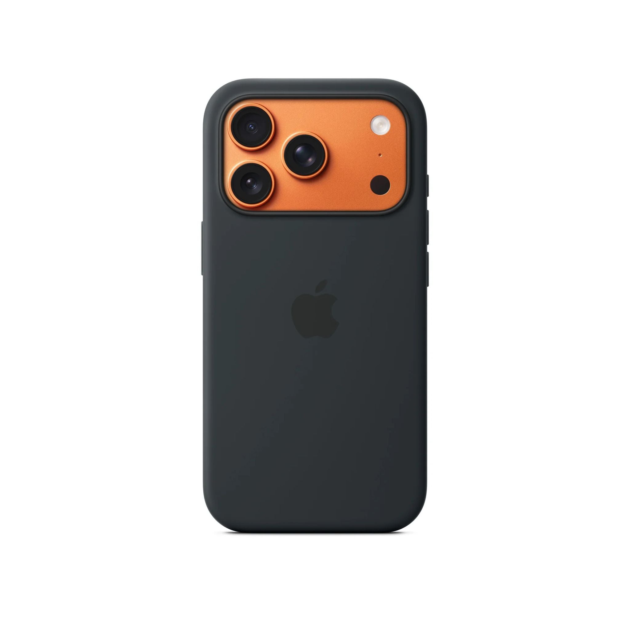 Black phone case with orange accents on a white background