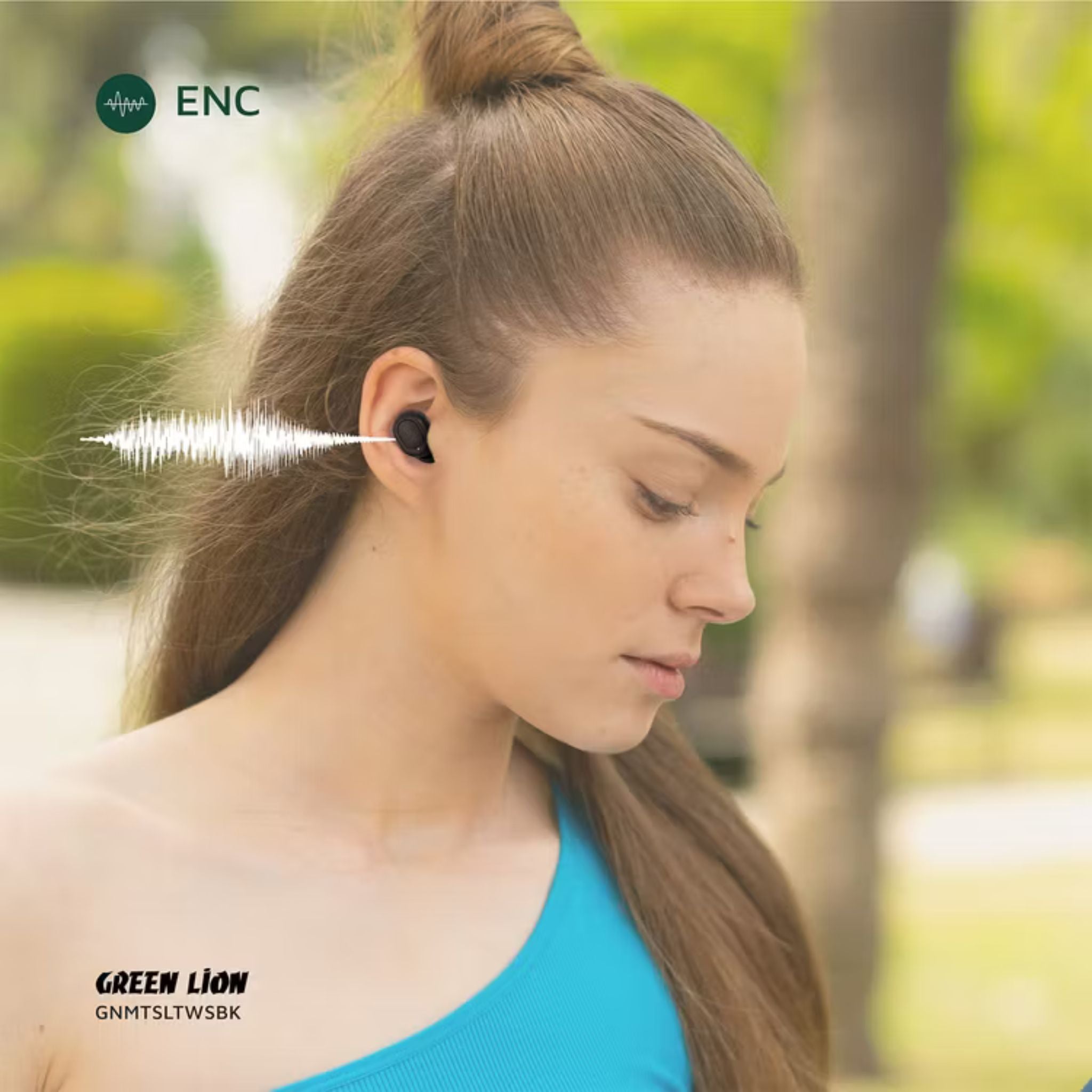 Green Lion Mittersill True Wireless Earbuds with ENC, Up to 6 Hours Playtime, IPX5 Waterproof Resistance Level, Bluetooth Version 5.4, Up to 10m Transmission Range, Type-C Charging Port, Dual-Microphone, Strap Included