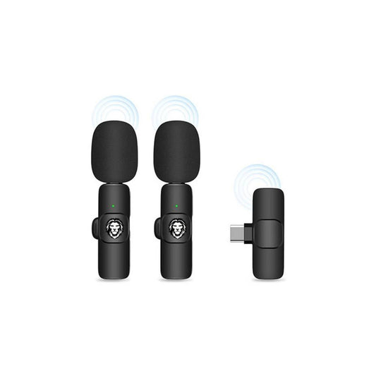 Green Lion 3 in 1 Wireless Microphone with 20 Meters Range, Highly Sensitive, 60mAh Battery Capacity, 5-6 Hours Battery Life - Black