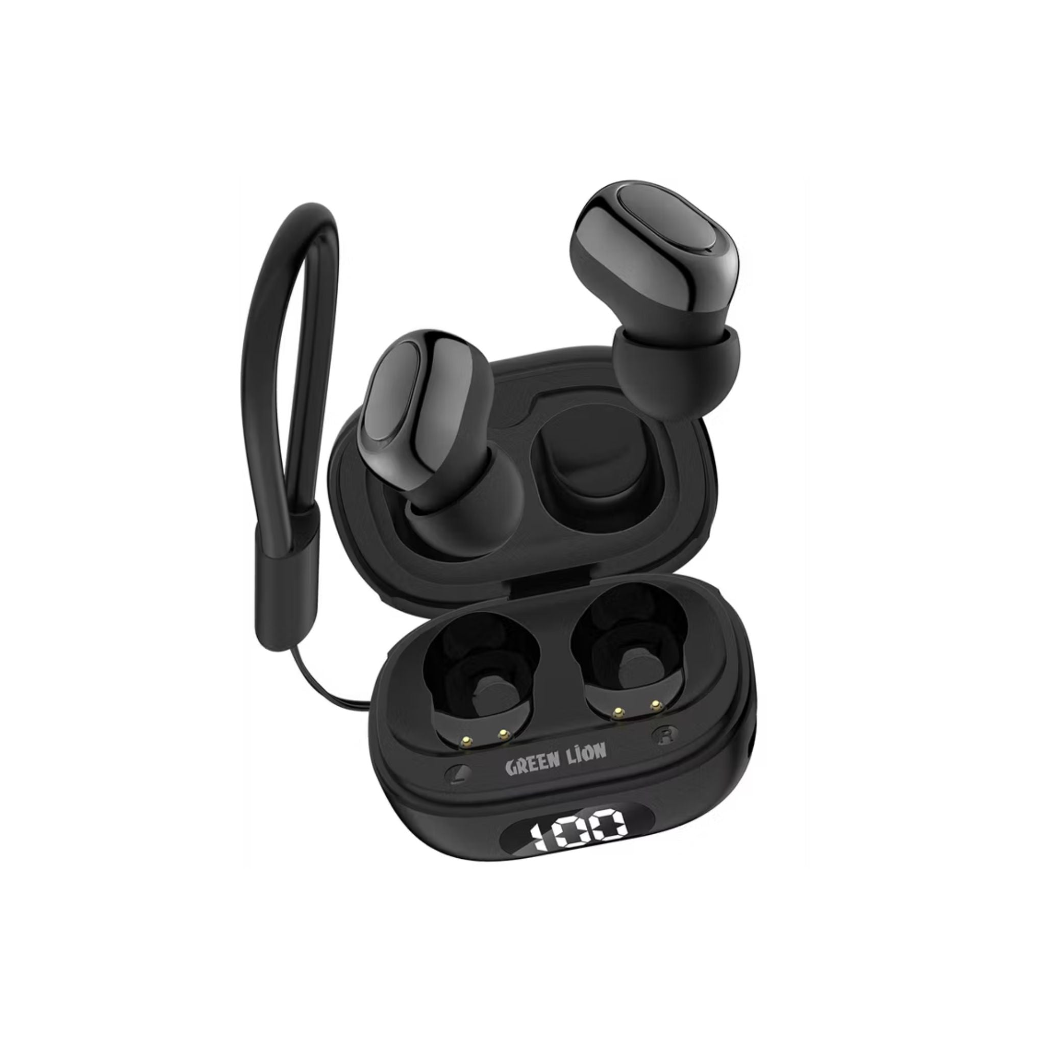 Green Lion Mittersill True Wireless Earbuds with ENC, Up to 6 Hours Playtime, IPX5 Waterproof Resistance Level, Bluetooth Version 5.4, Up to 10m Transmission Range, Type-C Charging Port, Dual-Microphone, Strap Included
