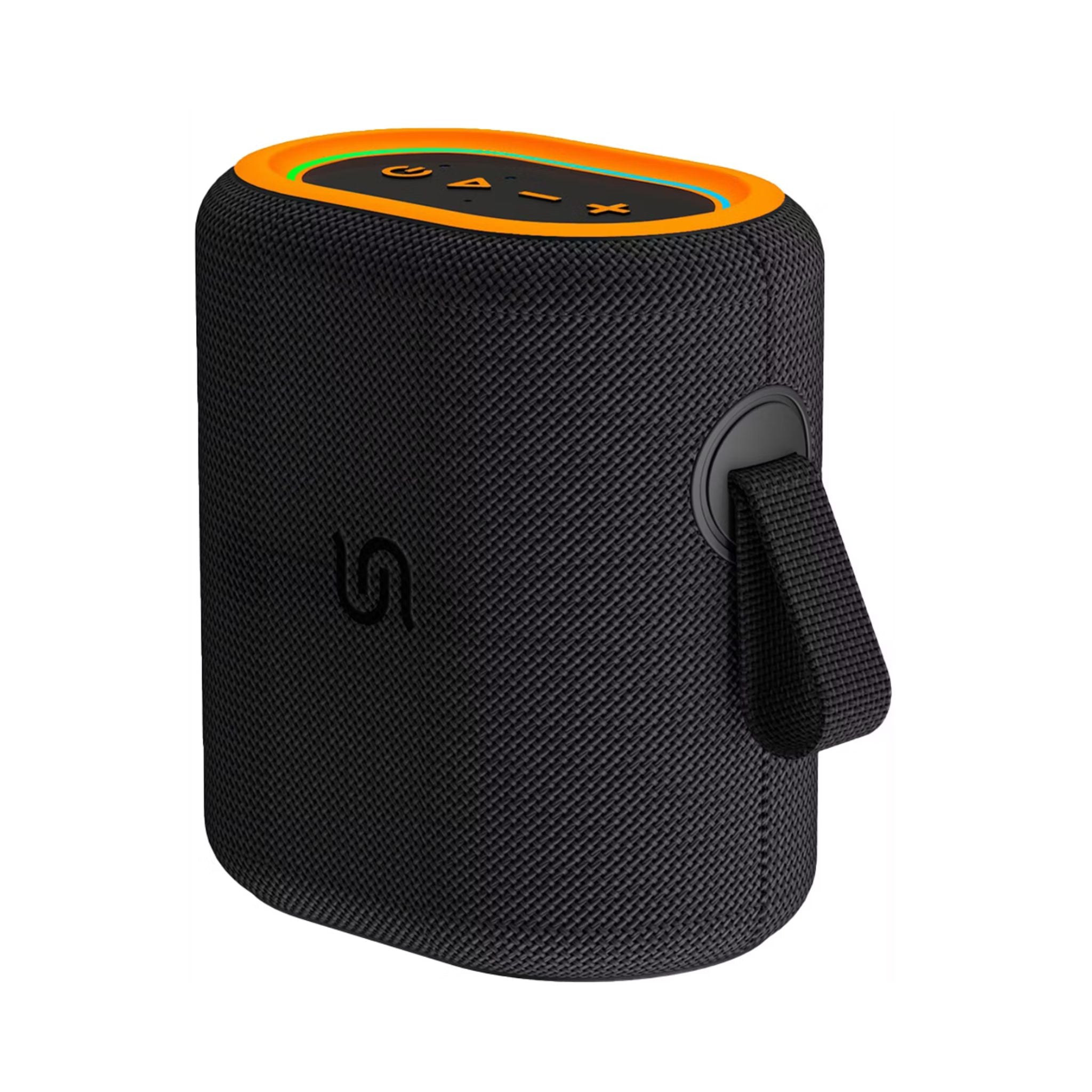 Porodo Soundtec Rave portable speaker delivers powerful 12W sound with a 66mm driver, up to 8 hours playtime at 50%, Bluetooth 5.3 with 10m range, IPX6 water resistance, micro SD support, Type-C charging, and a 2000mAh battery-Black